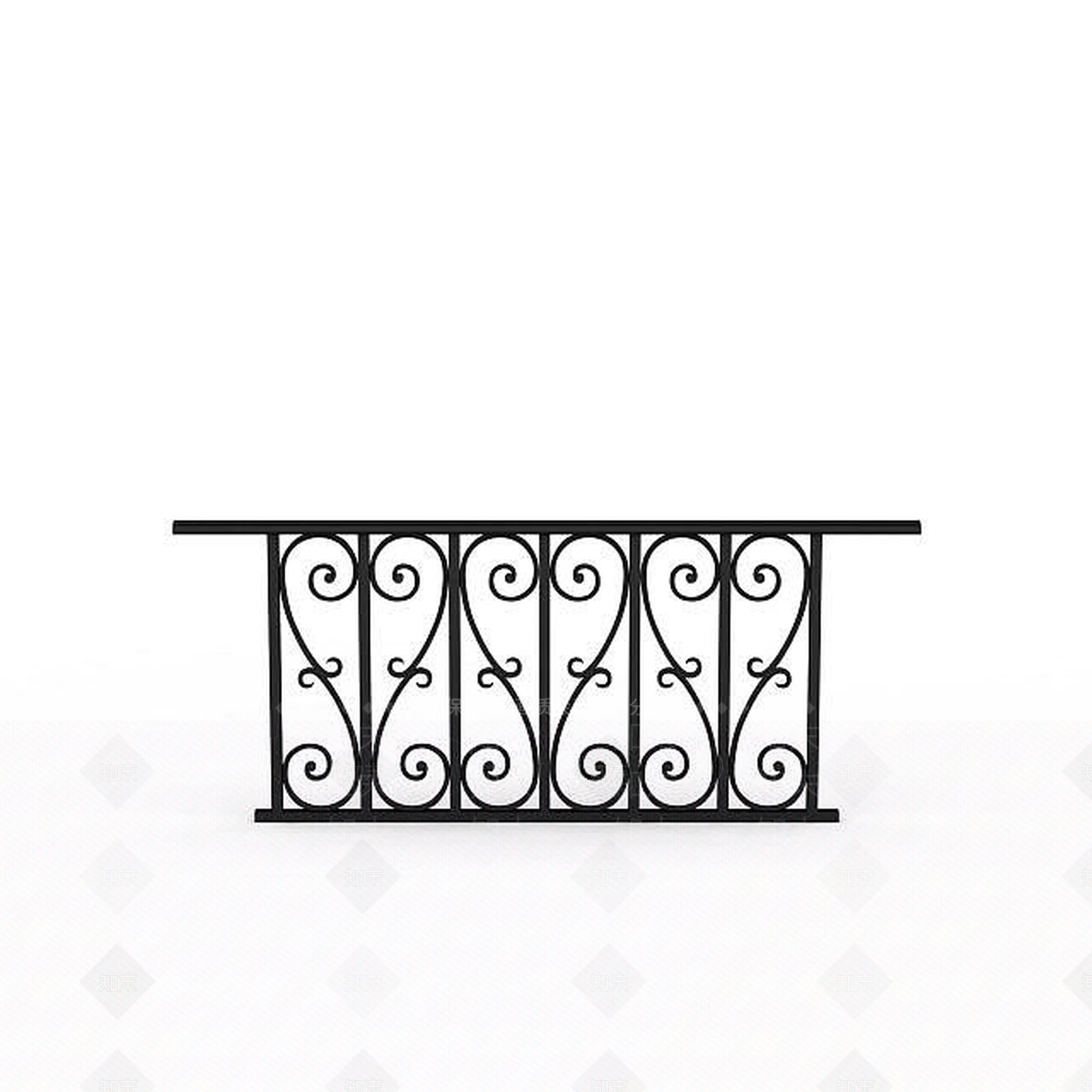 现代铁艺栏杆3D模型下载【ID:1196043697】