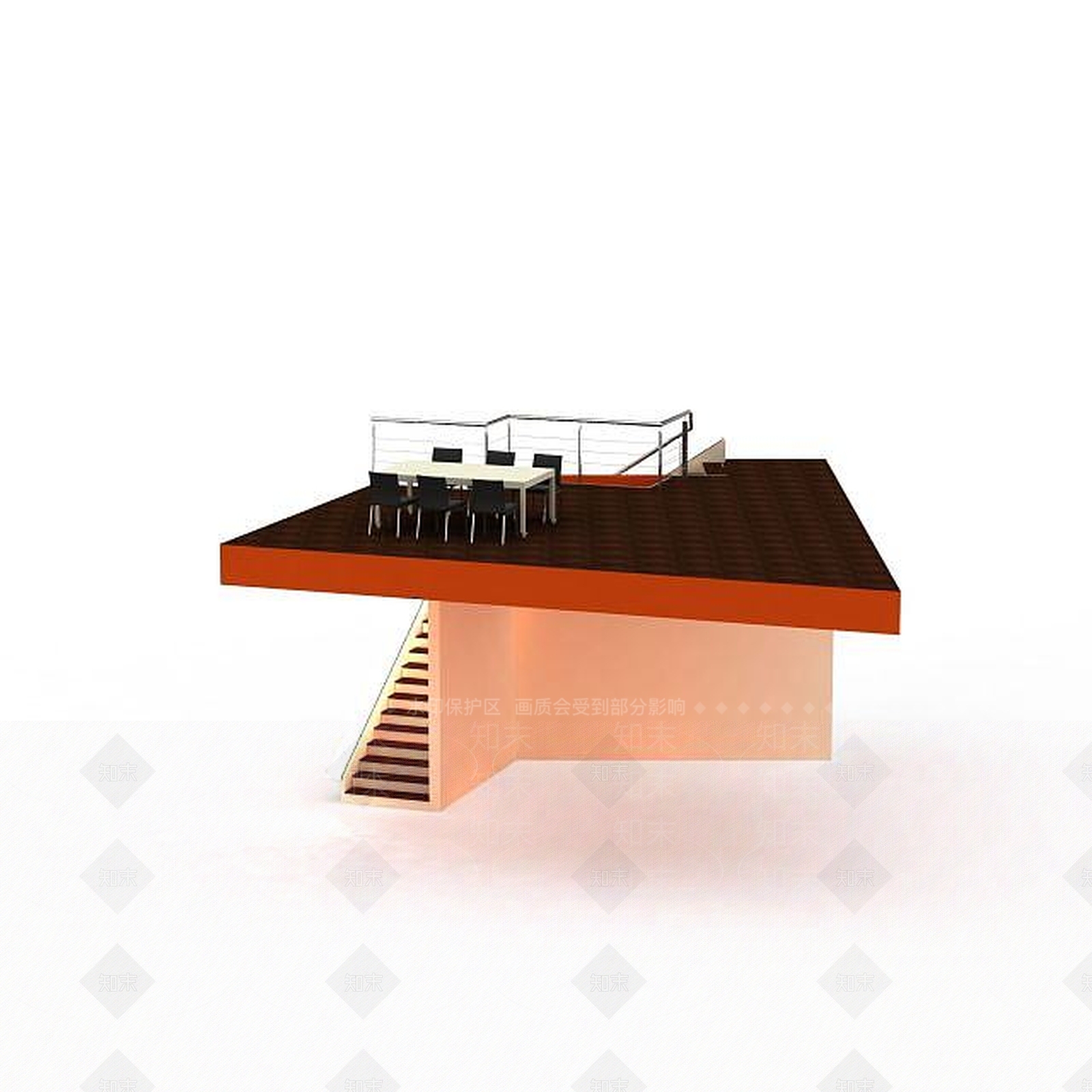 现代转角楼梯3D模型下载【ID:1196044284】