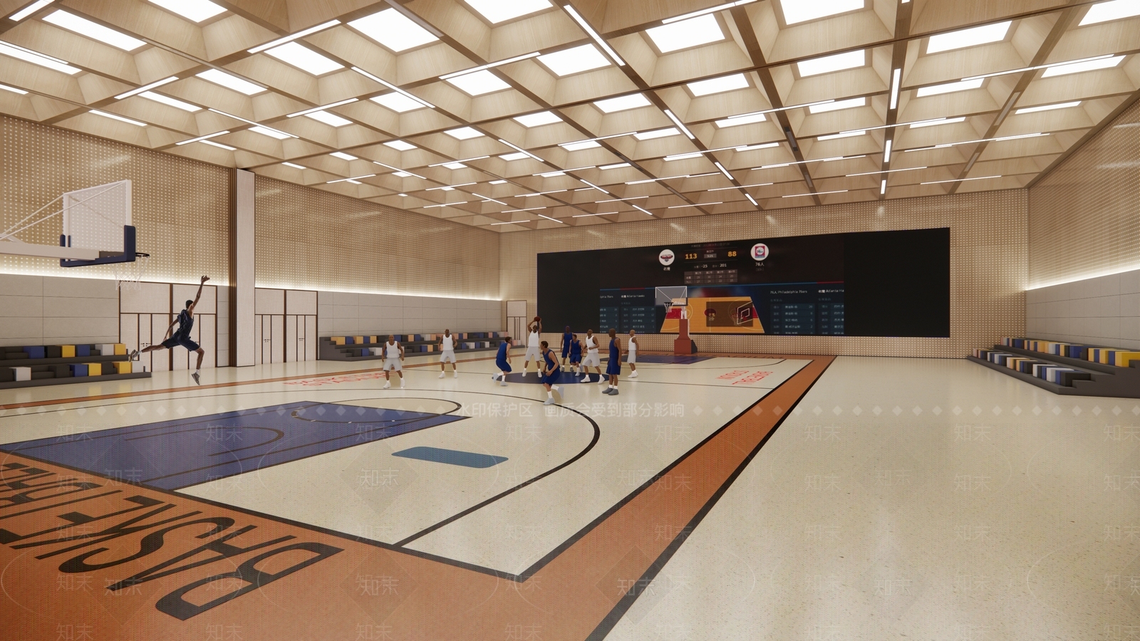 现代篮球场SU模型下载【ID:1196045929】