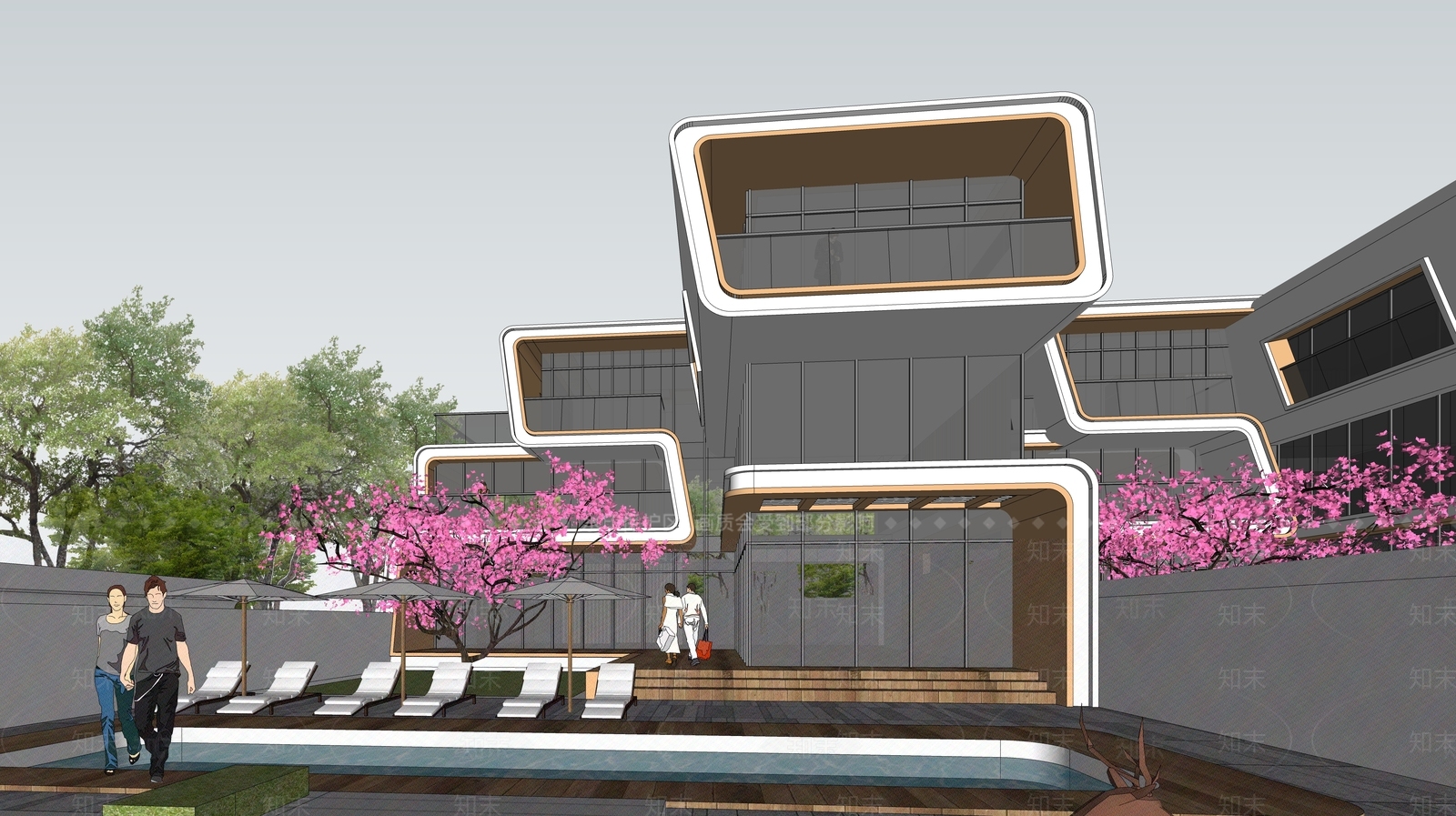 现代别墅SU模型下载【ID:1196046043】