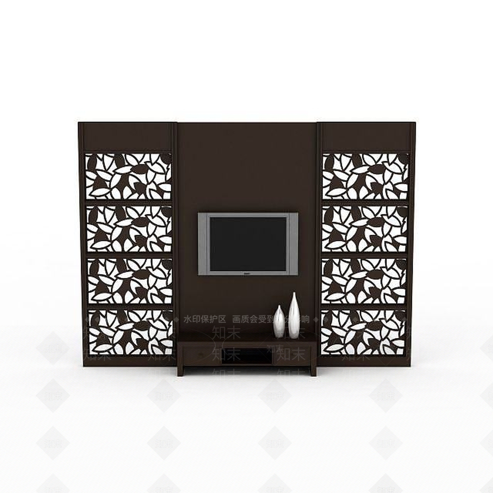 现代棕色雕花隔断3D模型下载【ID:1196047942】