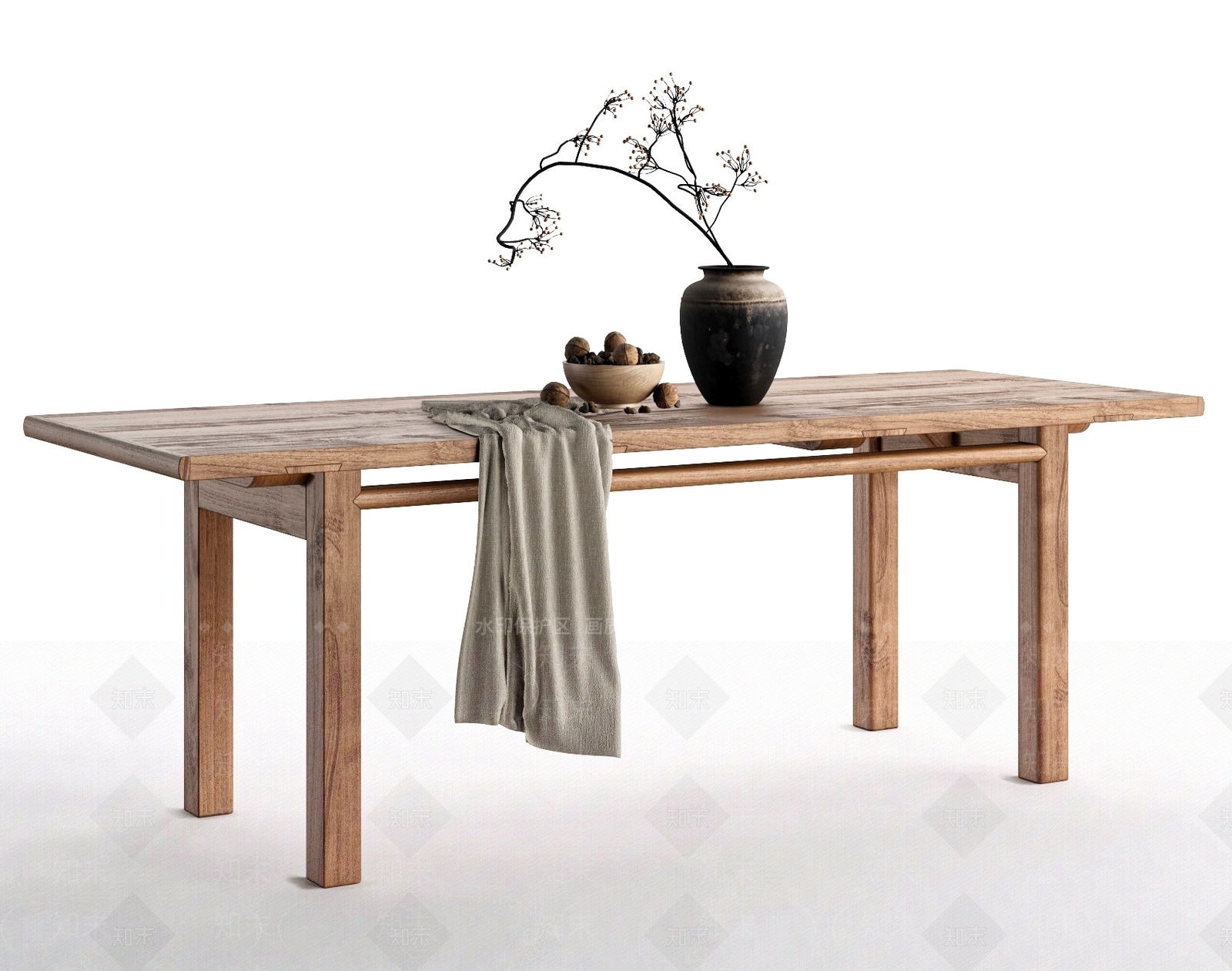 中古侘寂餐桌SU模型下载【ID:1196048562】