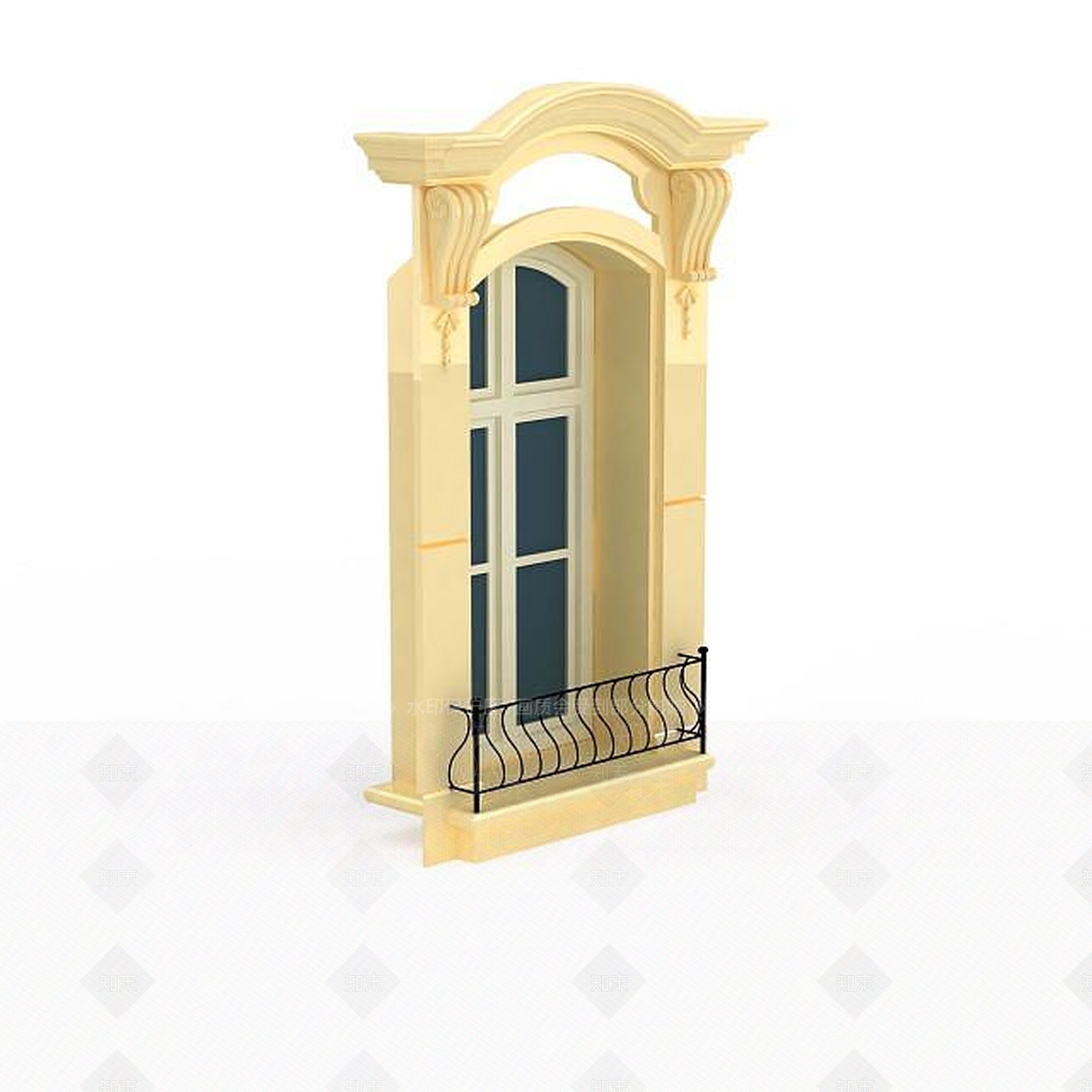 现代黄色欧式窗3D模型下载【ID:1196052410】