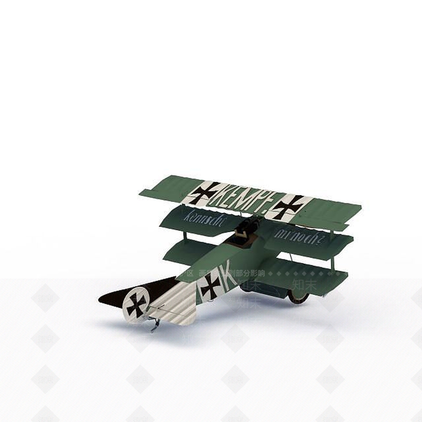 现代绿色飞机3D模型下载【ID:1196057184】