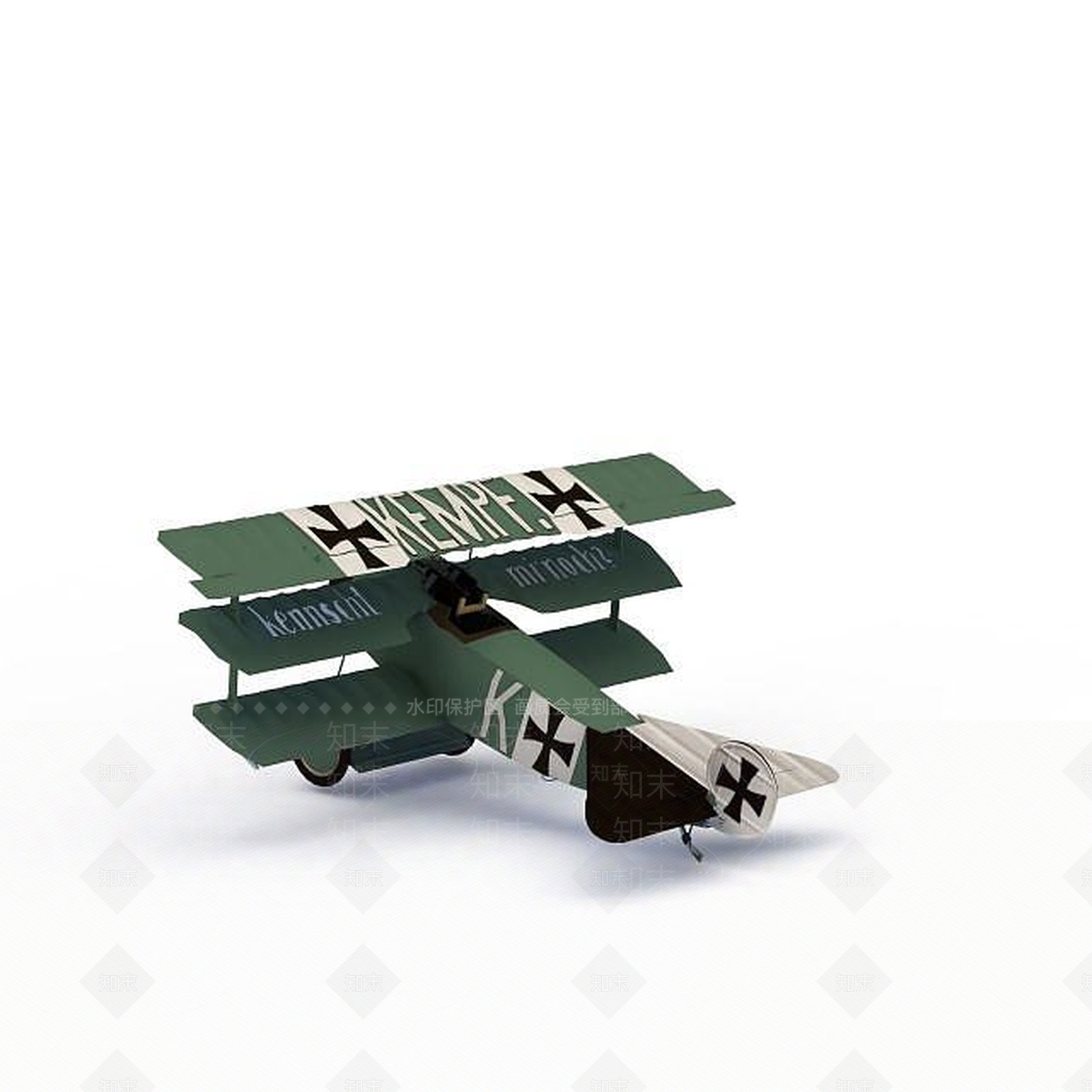 现代绿色飞机3D模型下载【ID:1196057184】