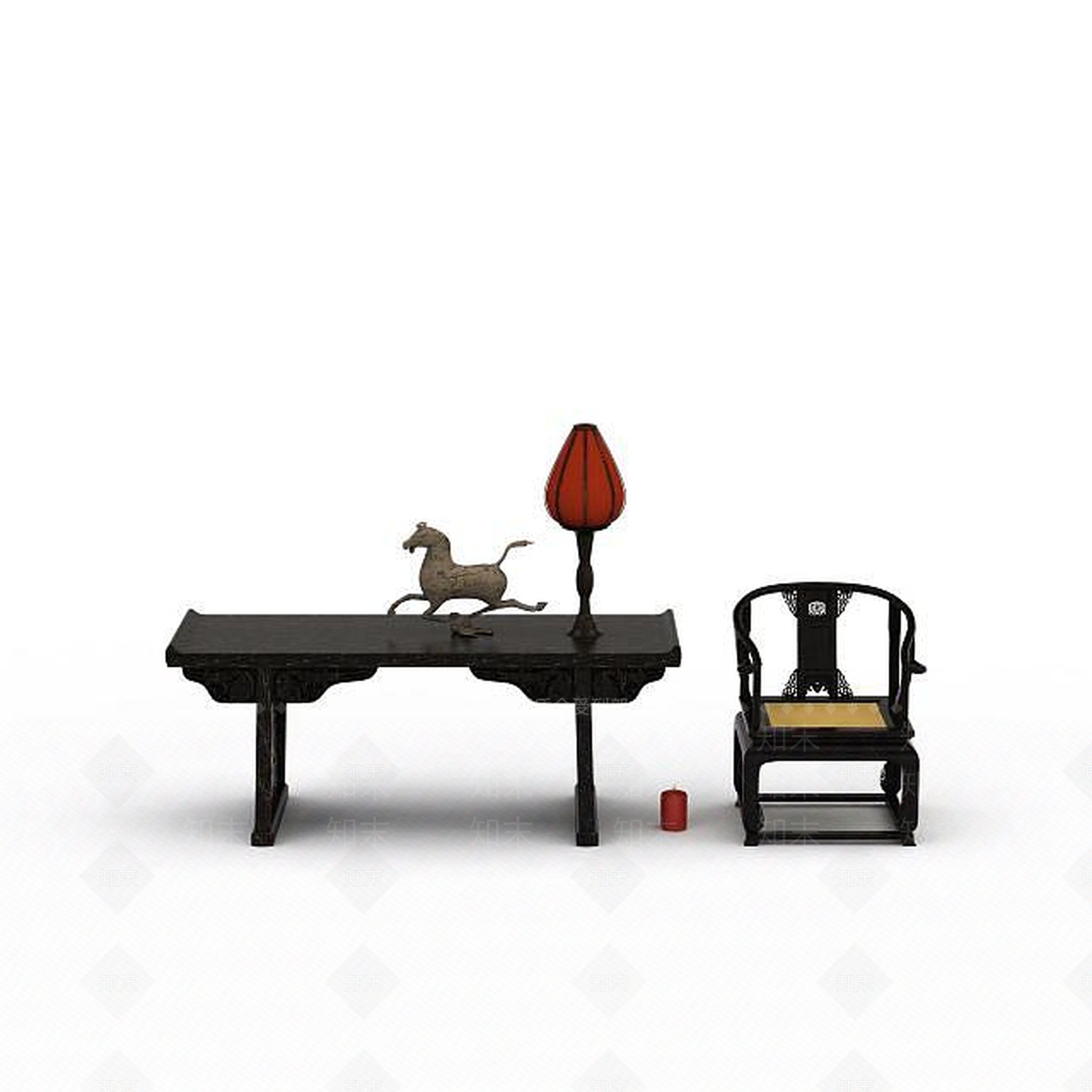 中式马踏飞燕中式桌椅组合3D模型下载【ID:1196059125】