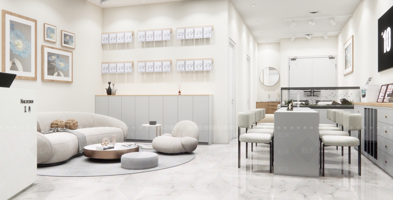 现代奶油美妆店SU模型下载【ID:1196060304】