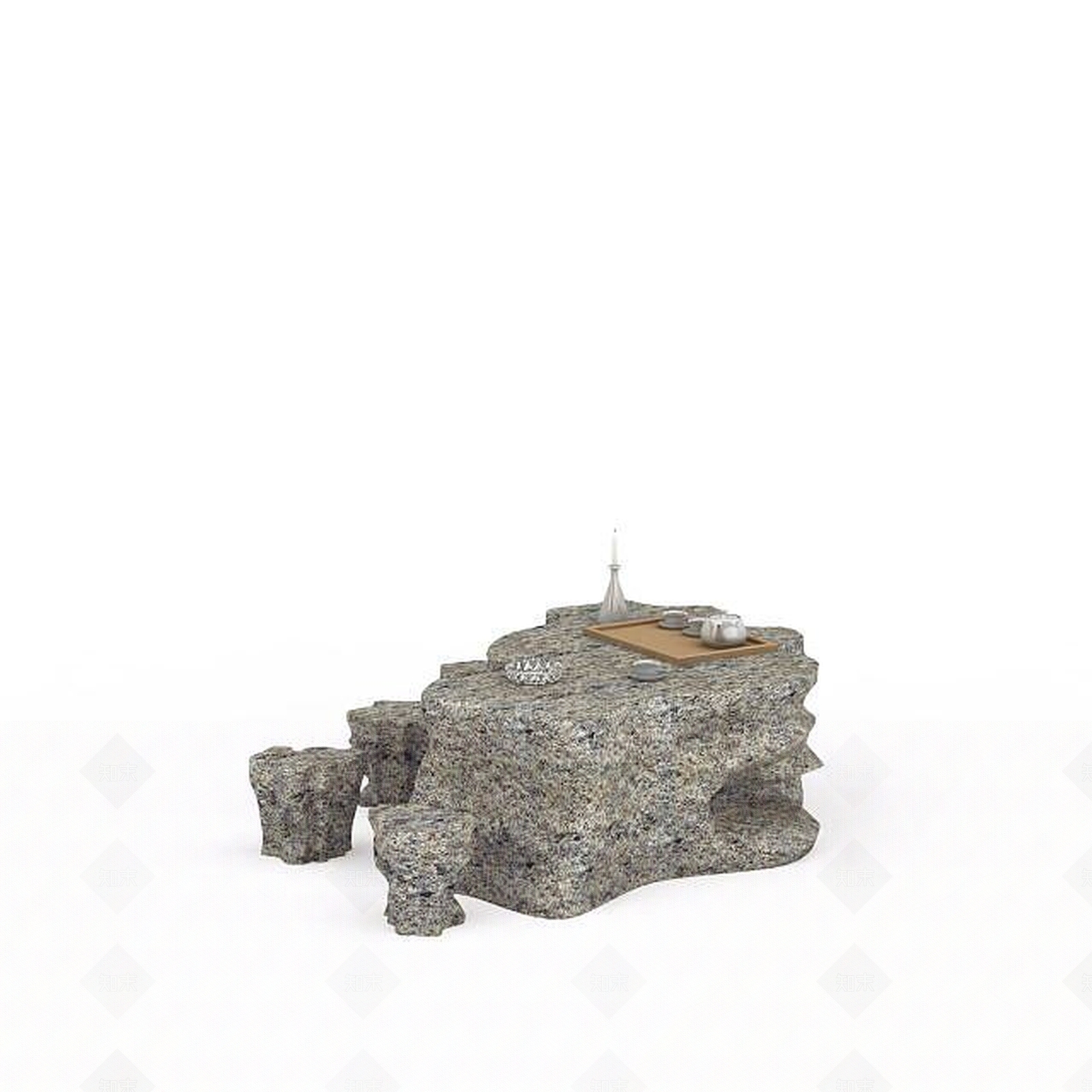 现代公园石桌椅3D模型下载【ID:1196060435】