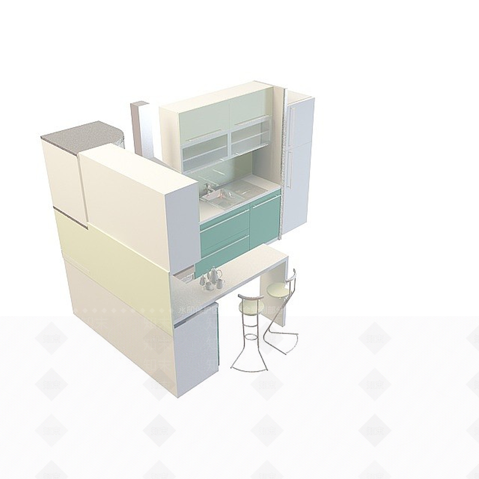 现代小户型橱柜3D模型下载【ID:1196060663】