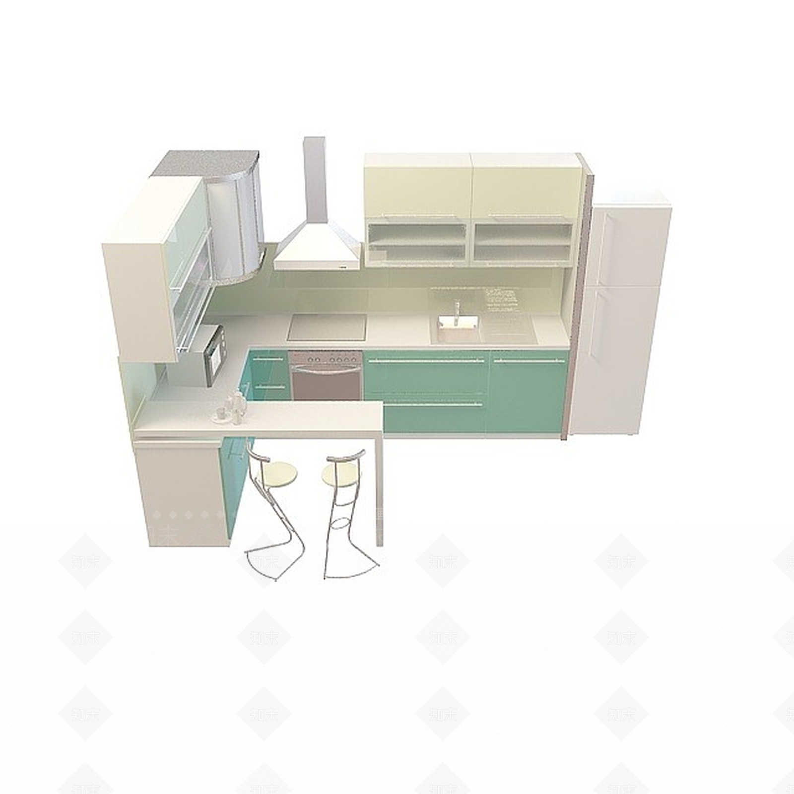 现代小户型橱柜3D模型下载【ID:1196060663】