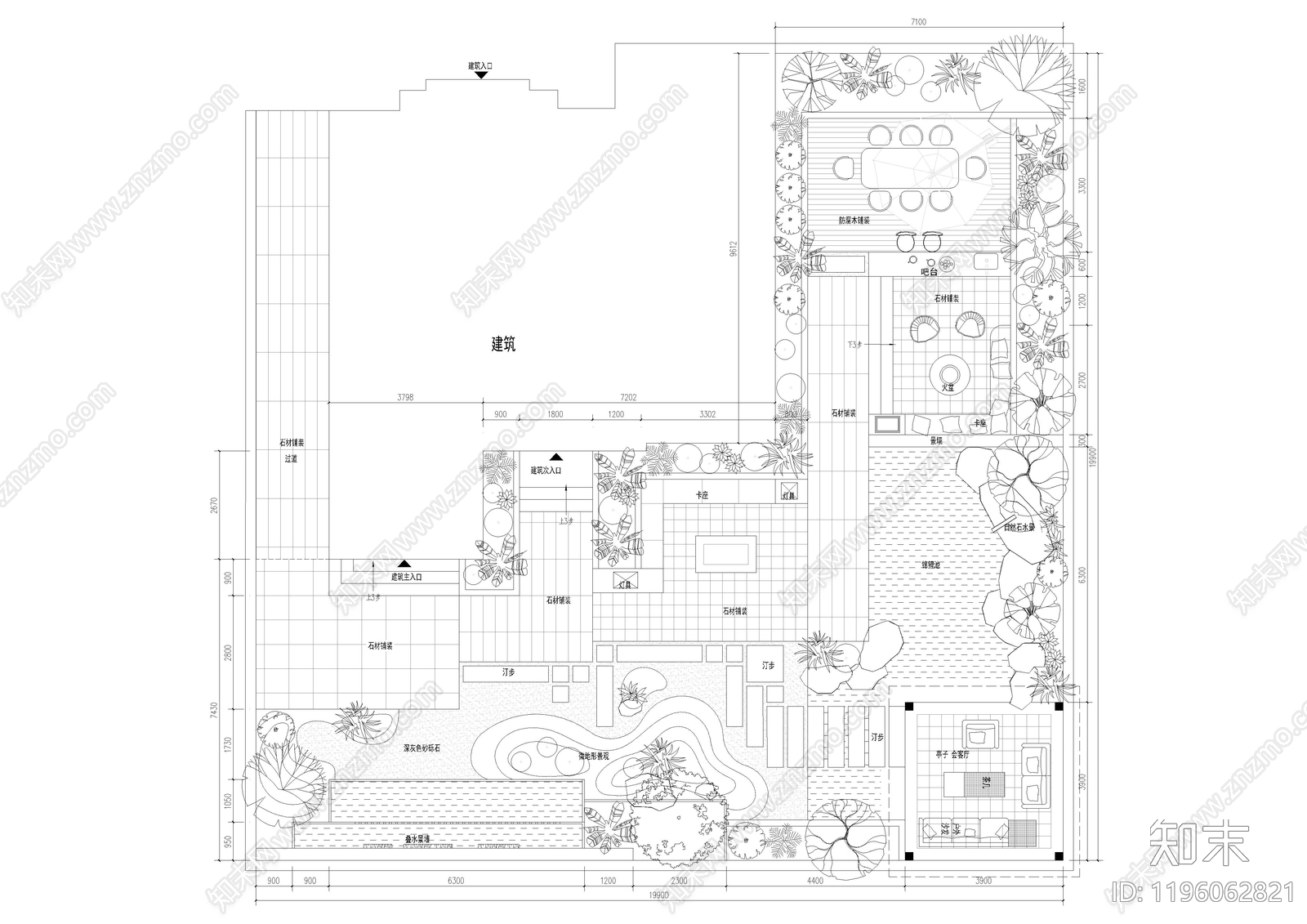 现代庭院cad施工图下载【ID:1196062821】