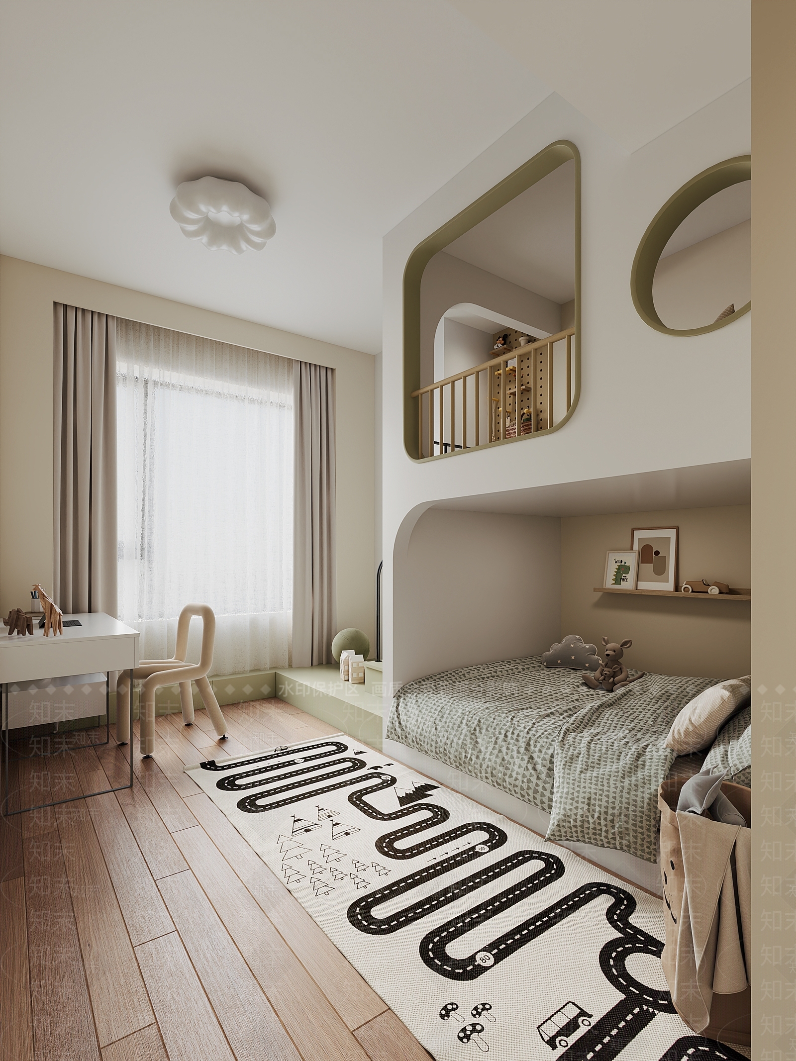 现代北欧通用儿童房SU模型下载【ID:1196063962】