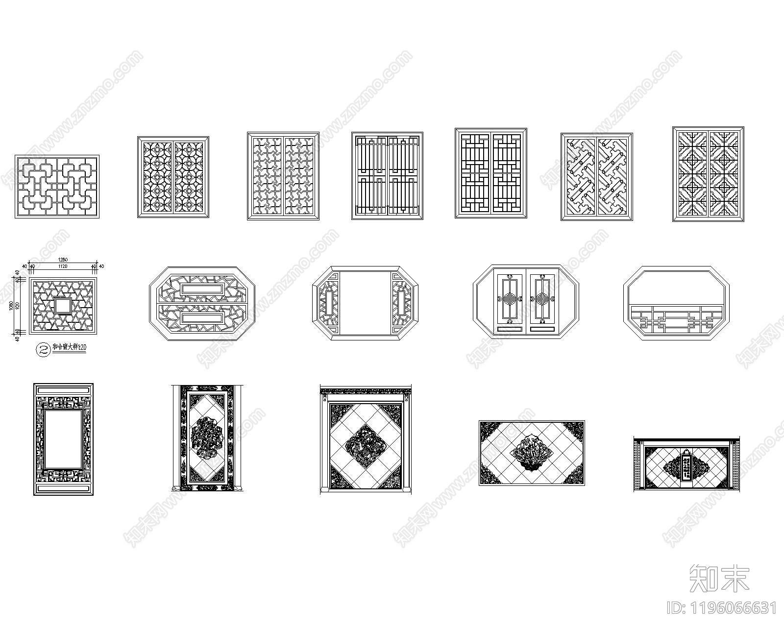 仿古建筑cad施工图下载【ID:1196066631】
