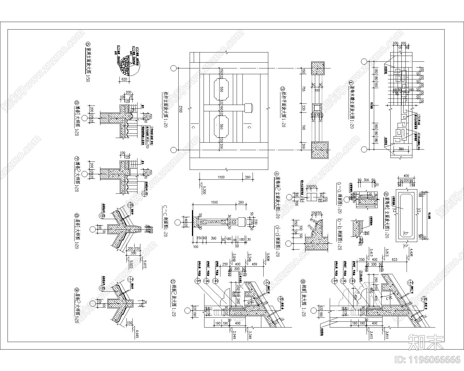 仿古建筑cad施工图下载【ID:1196066666】