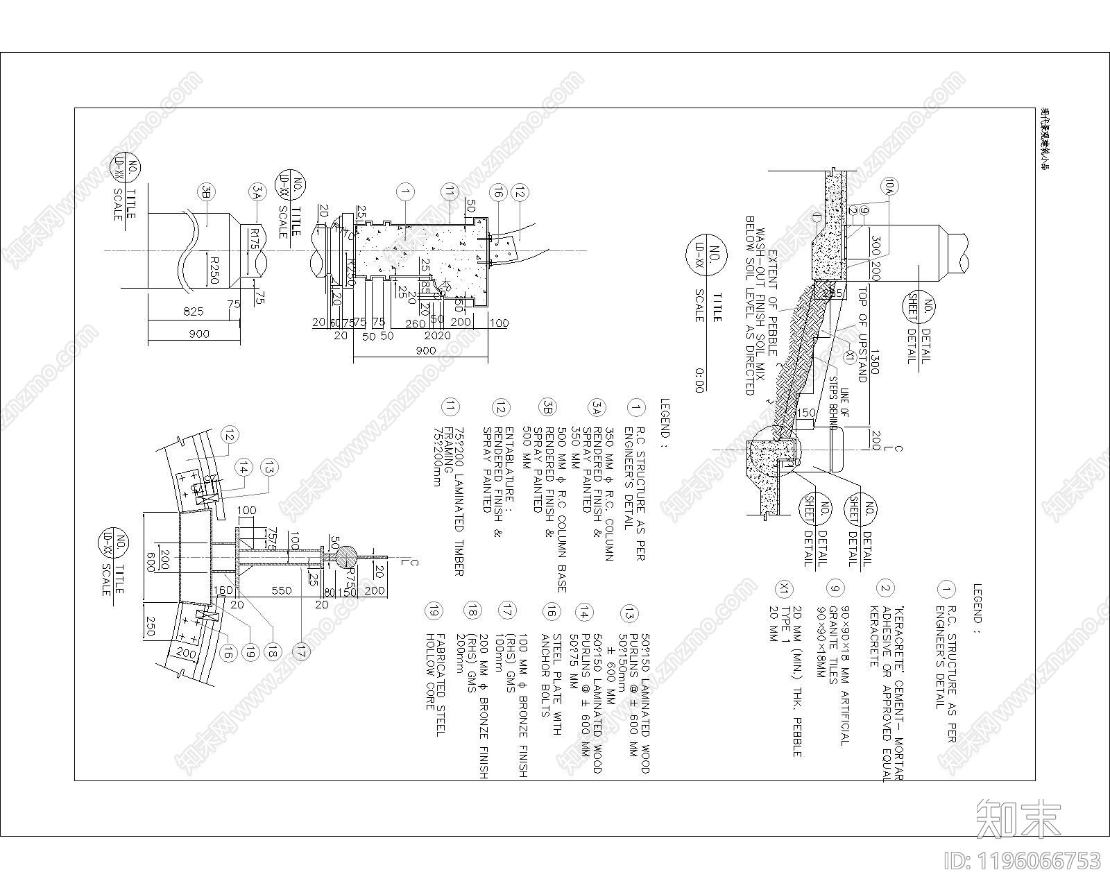 现代亭子cad施工图下载【ID:1196066753】
