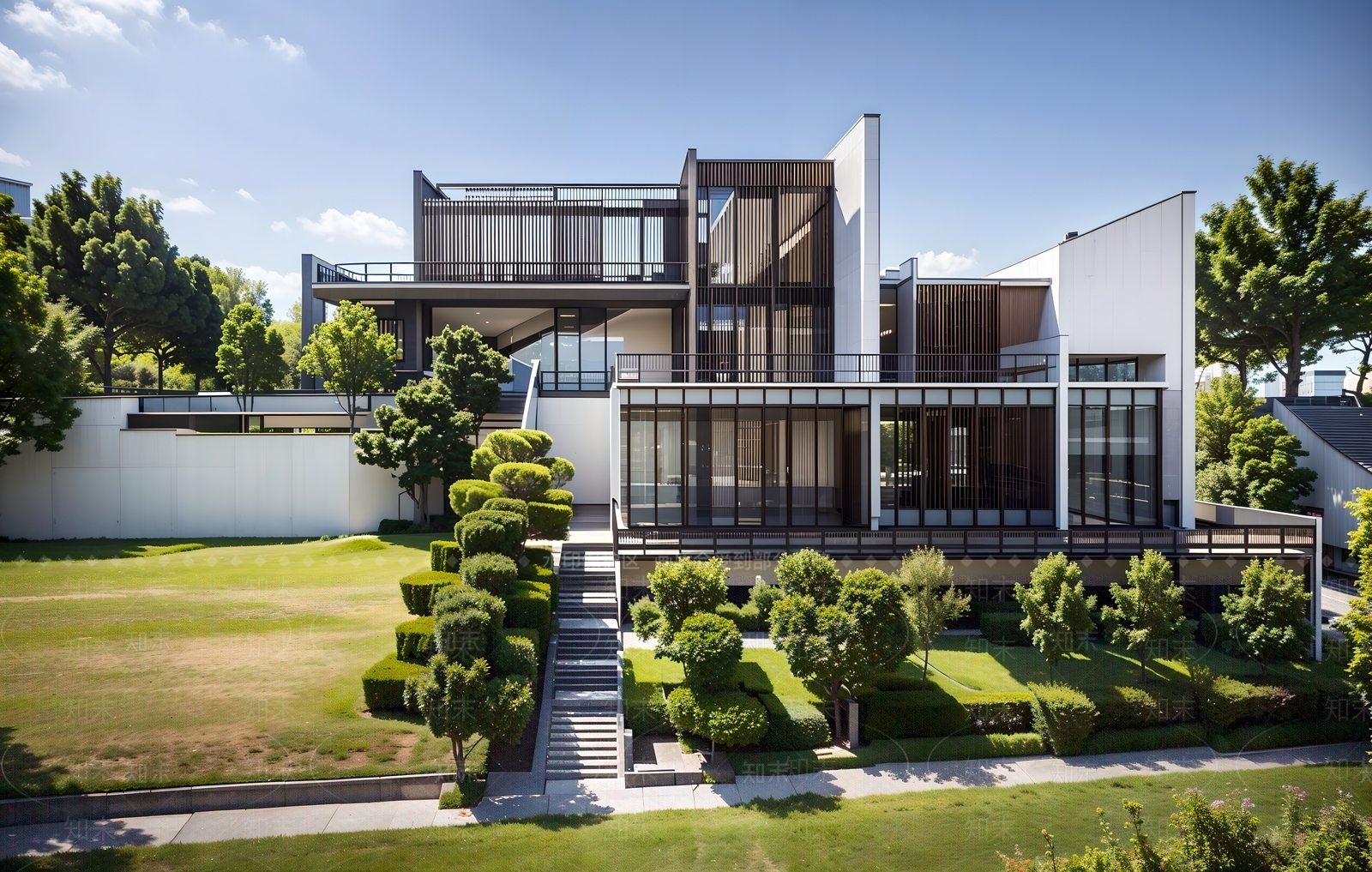 现代独栋别墅SU模型下载【ID:1196073020】