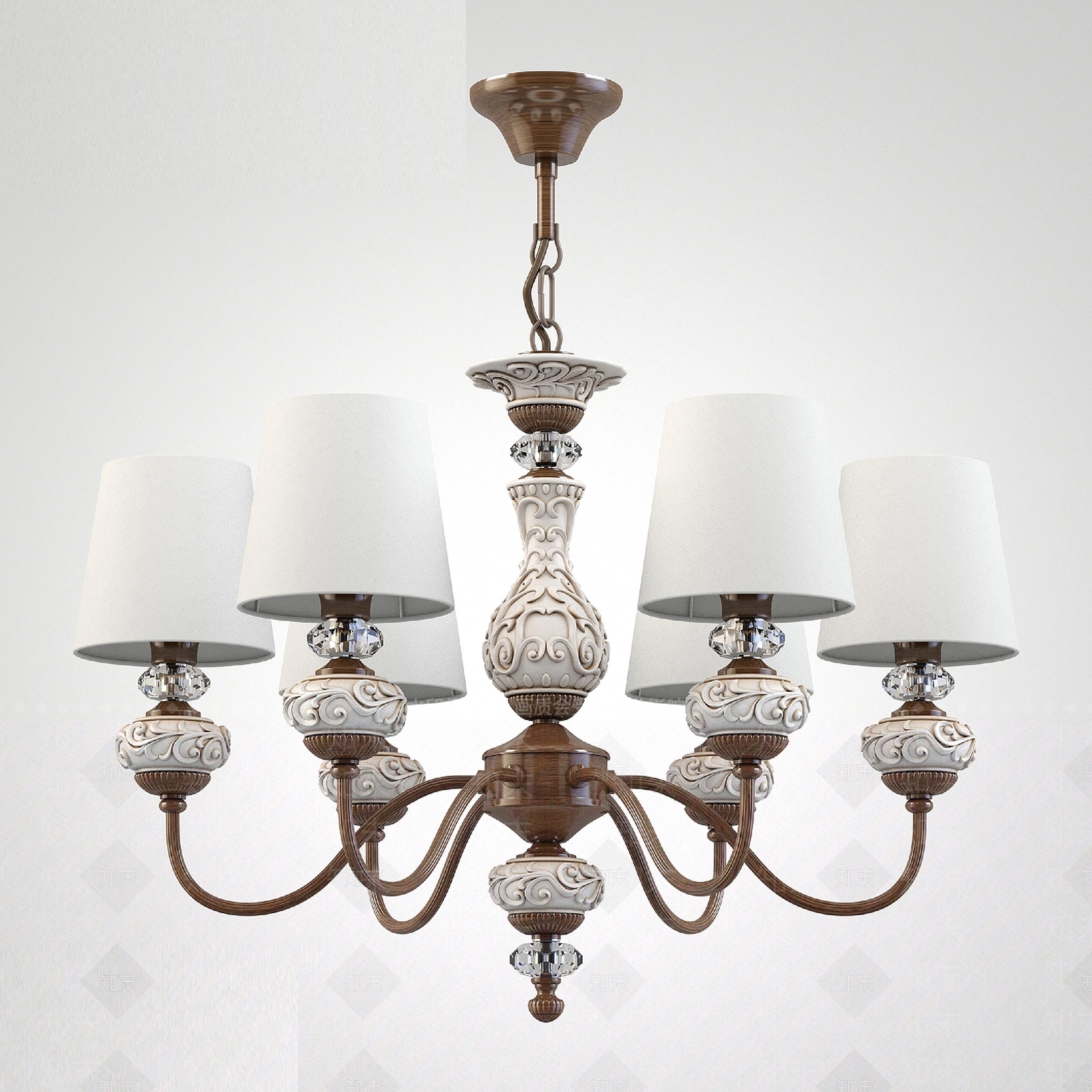 现代美式客厅吊灯3D模型下载【ID:1196079768】