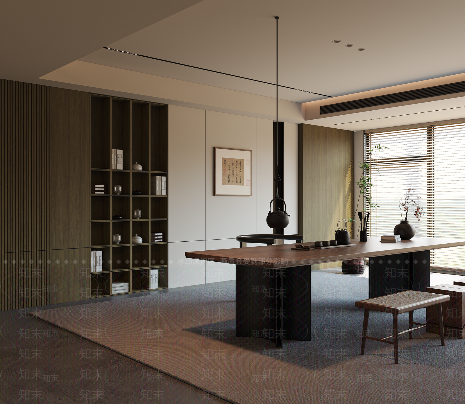 新中式简约茶室3D模型下载【ID:1196088053】