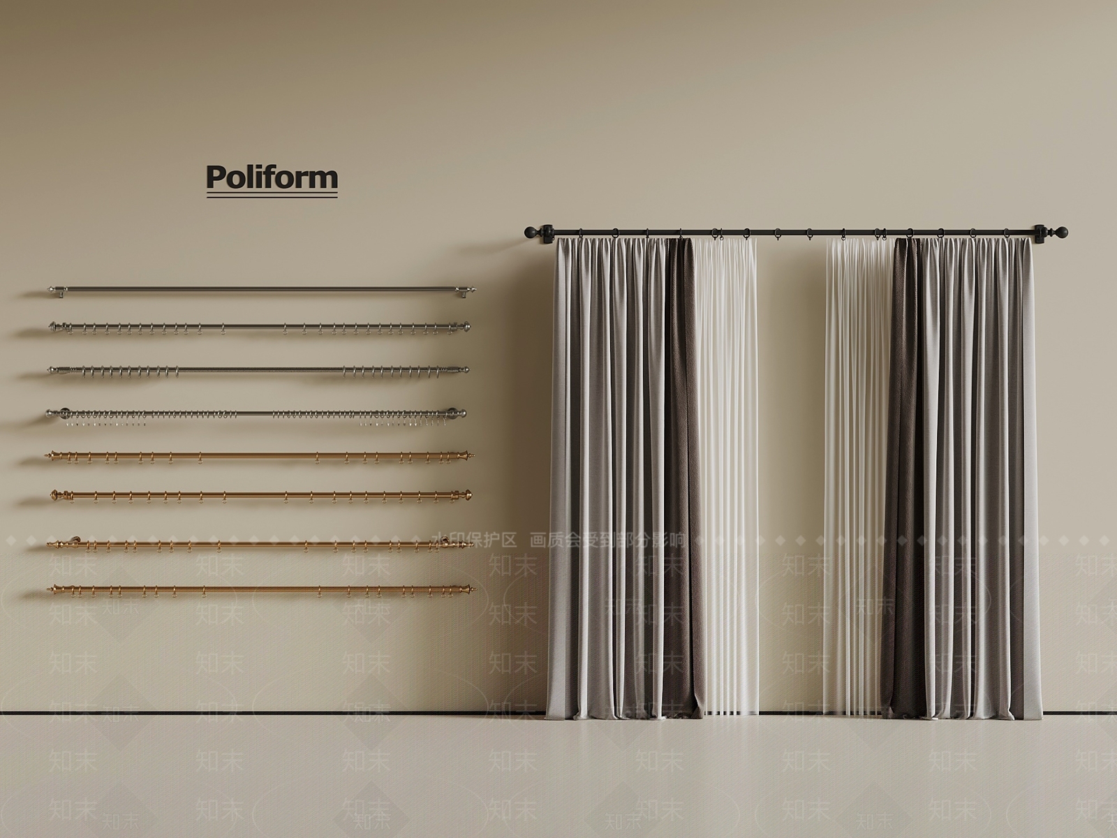 窗帘杆3D模型下载【ID:1196088893】