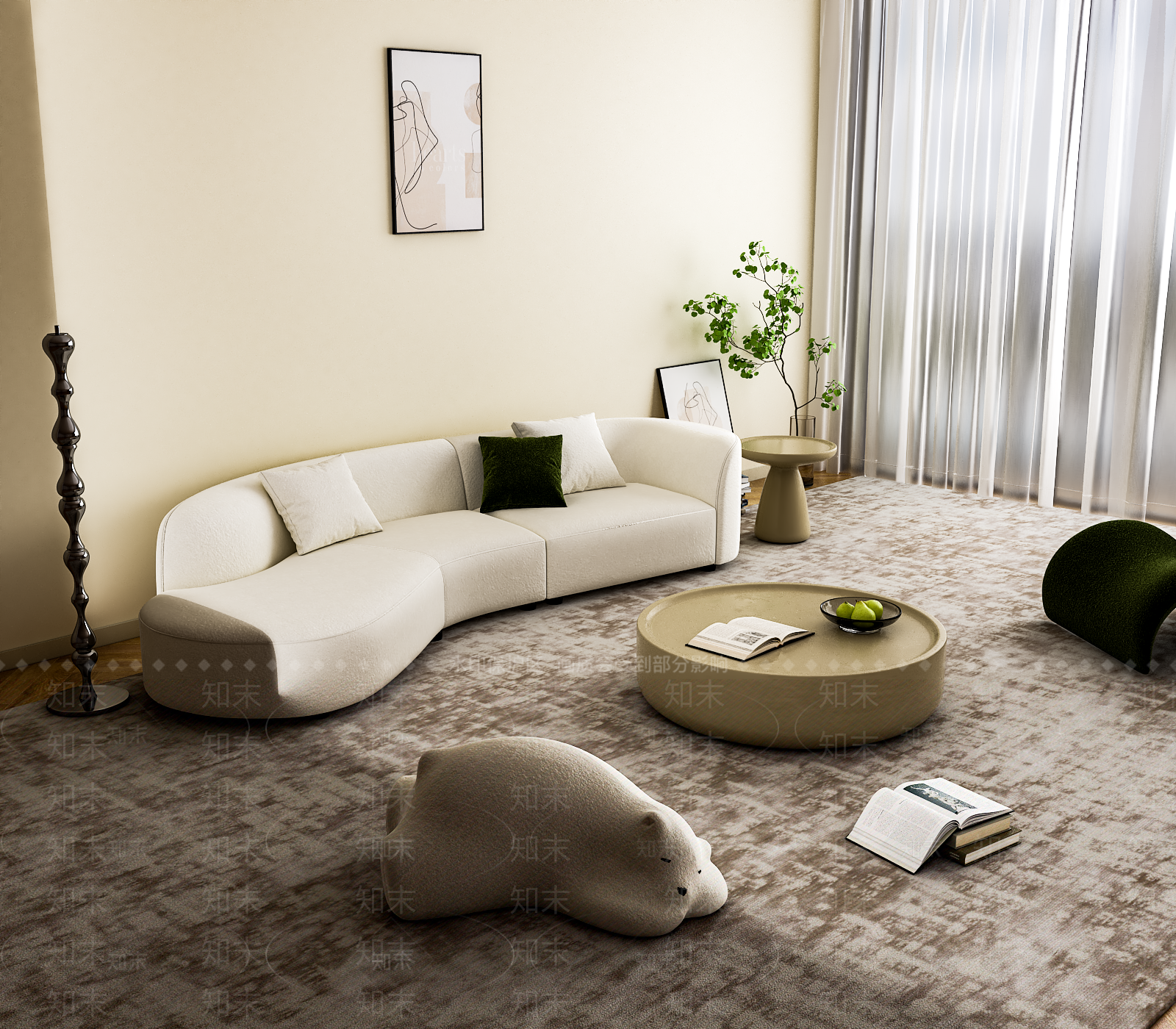 现代新中式家居客厅3D模型下载【ID:1196090716】