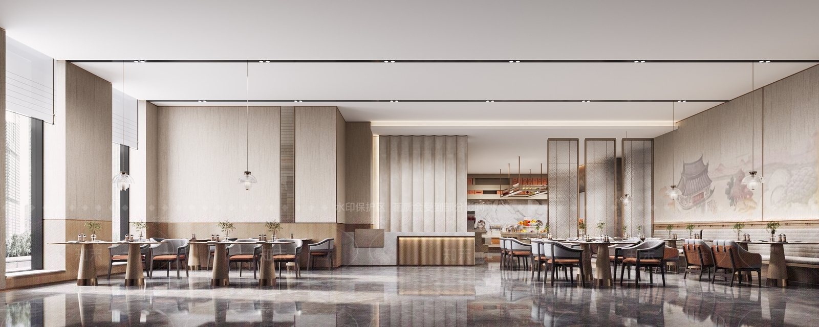现代自助餐厅3D模型下载【ID:1196092763】