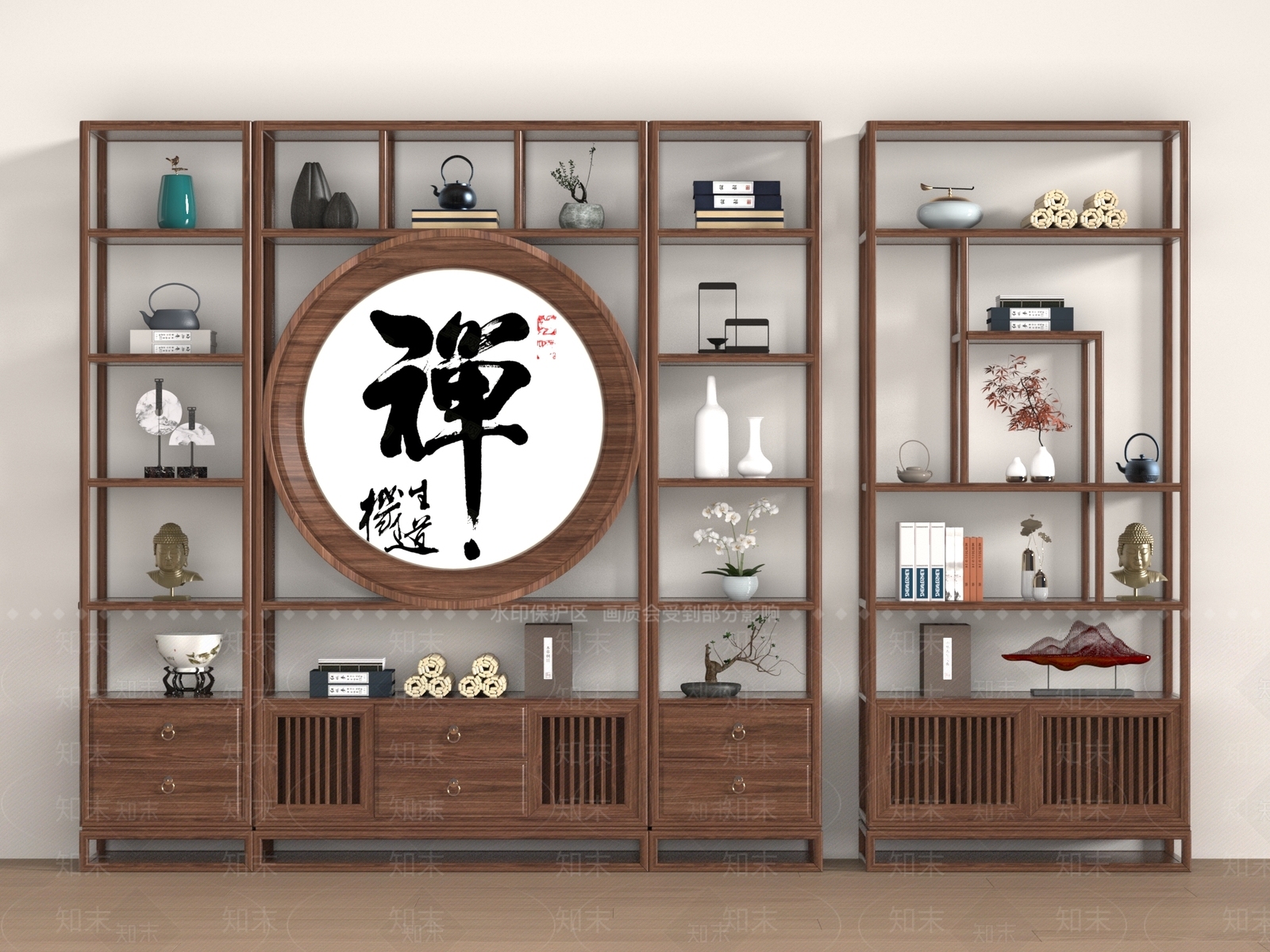 中式博古架3D模型下载【ID:1196092619】
