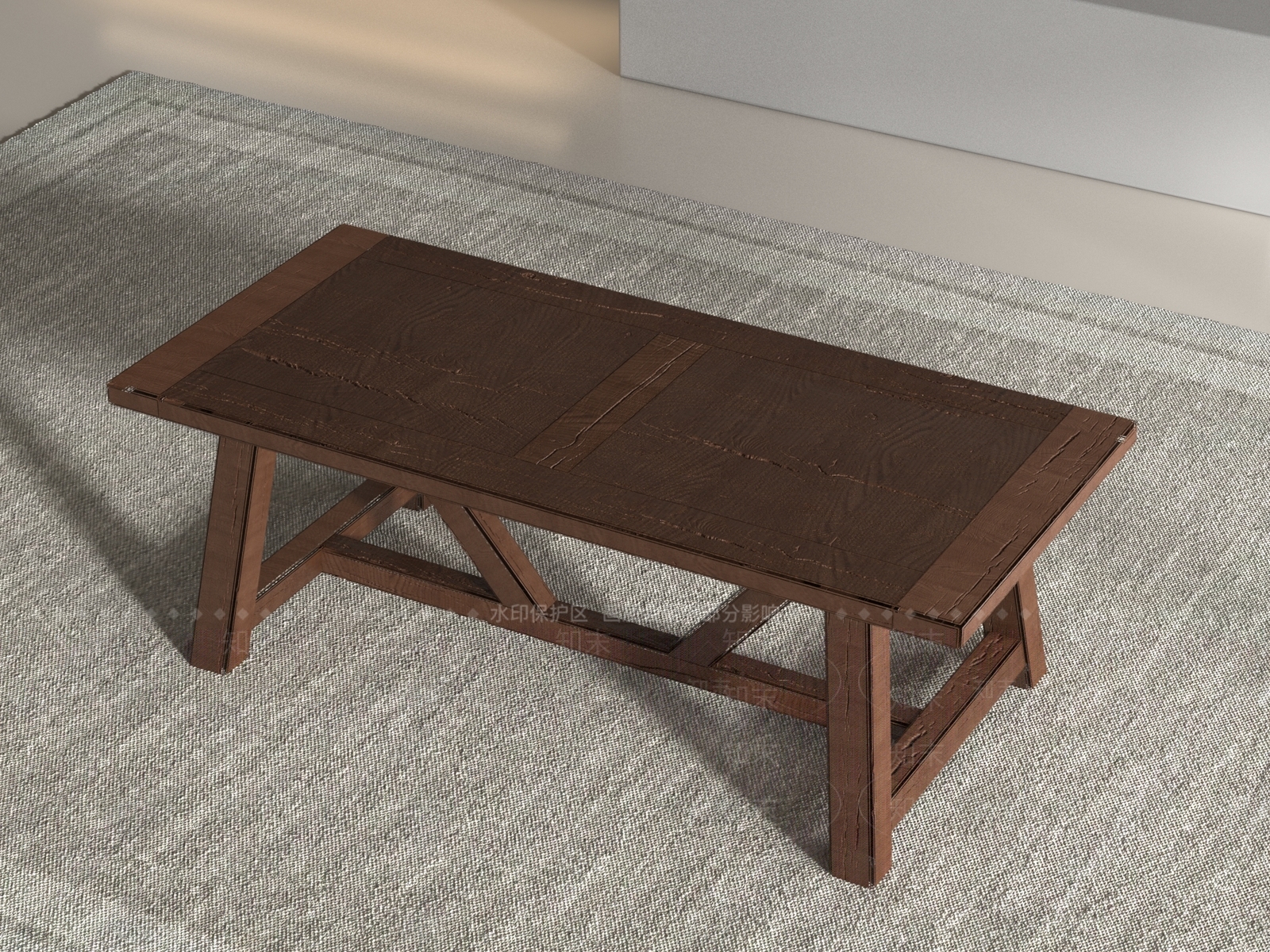 侘寂原木餐桌3D模型下载【ID:1196093451】
