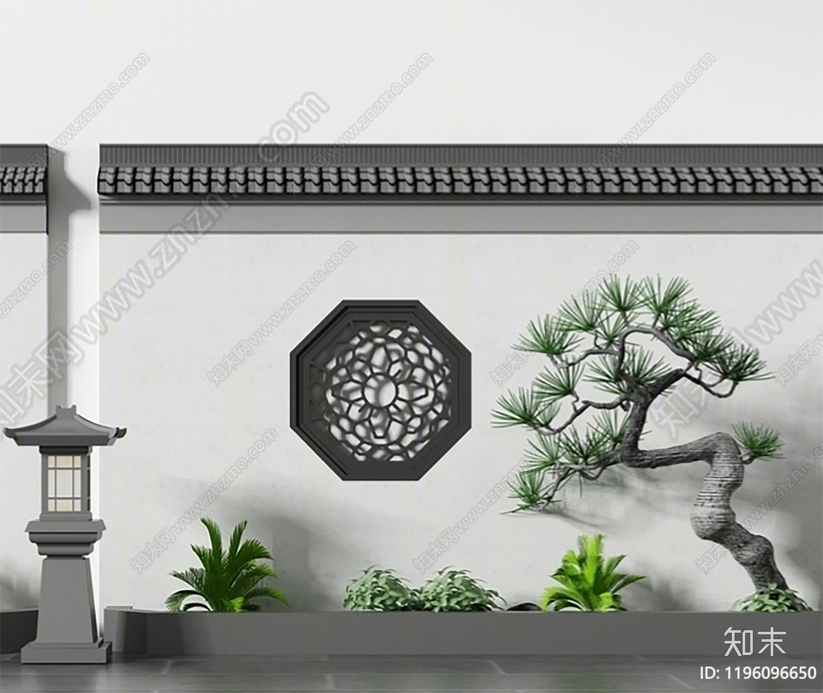 中式景墙图库施工图下载【ID:1196096650】