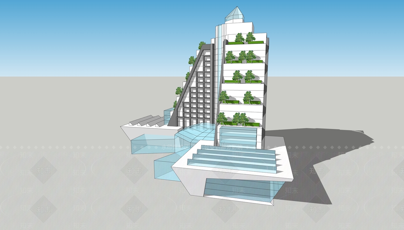 现代风格建筑SU模型下载【ID:1196103253】