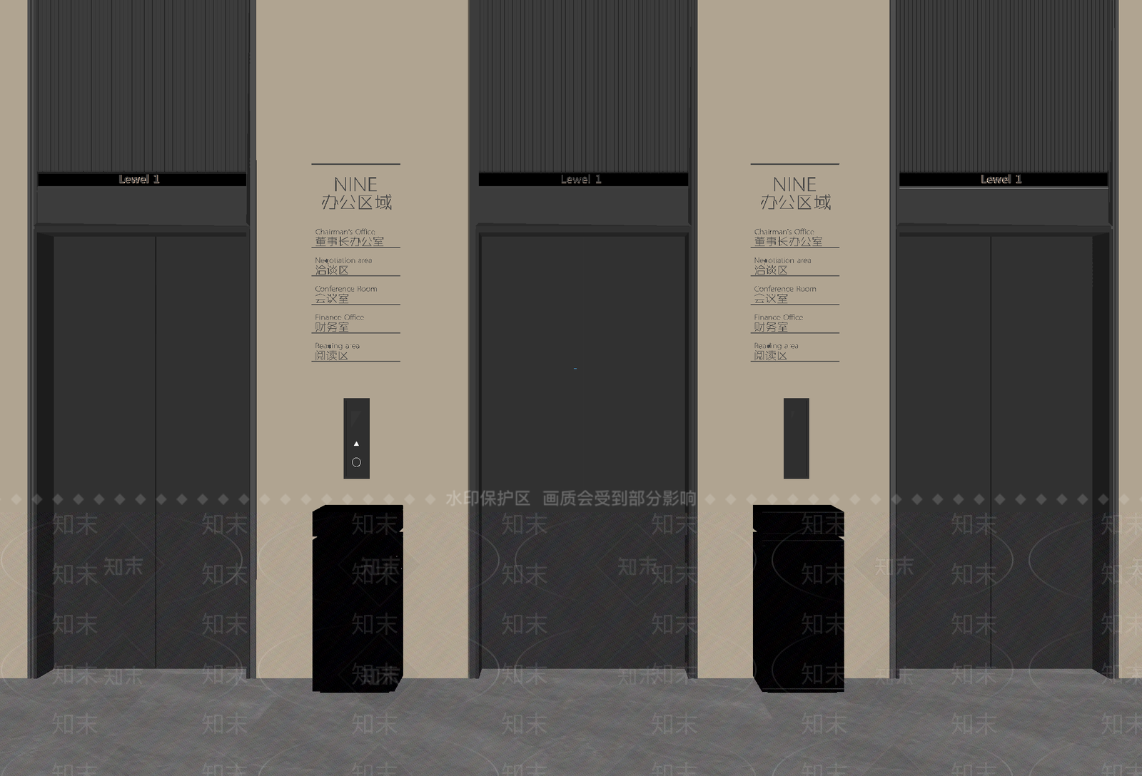 现代电梯厅SU模型下载【ID:1196103377】