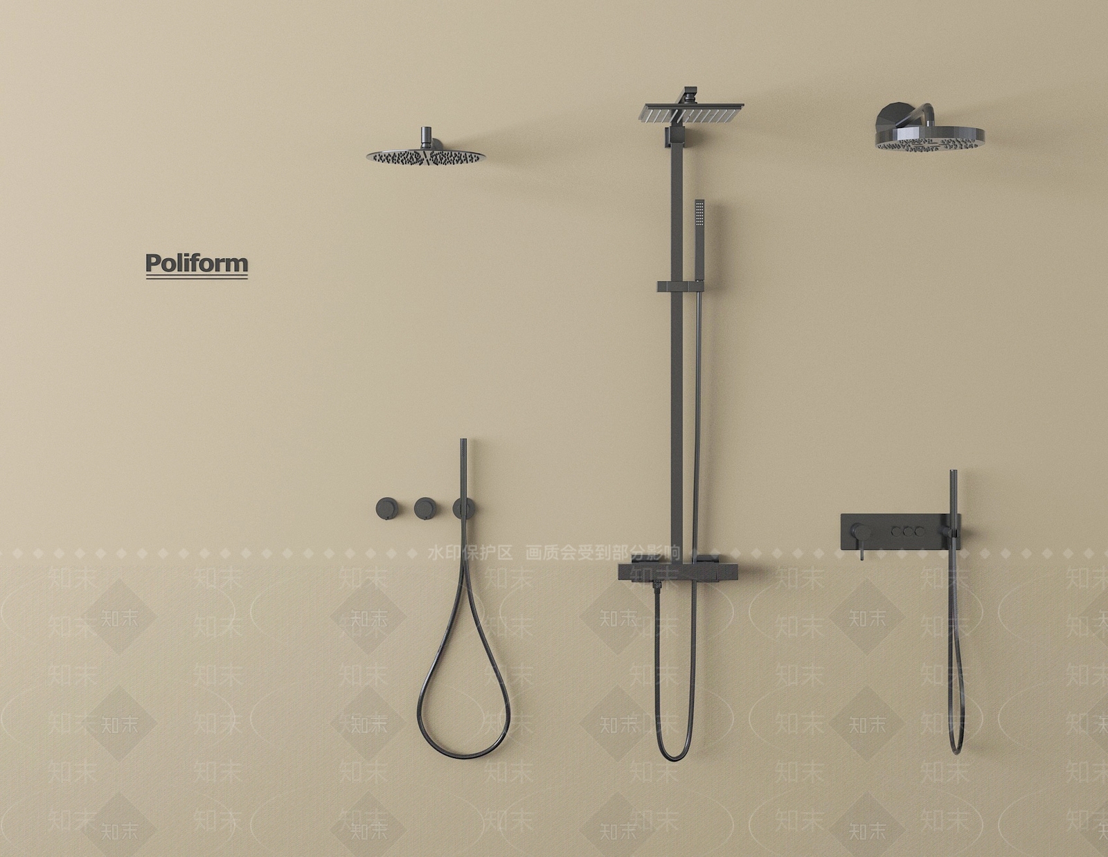 淋浴花洒SU模型下载【ID:1196104854】