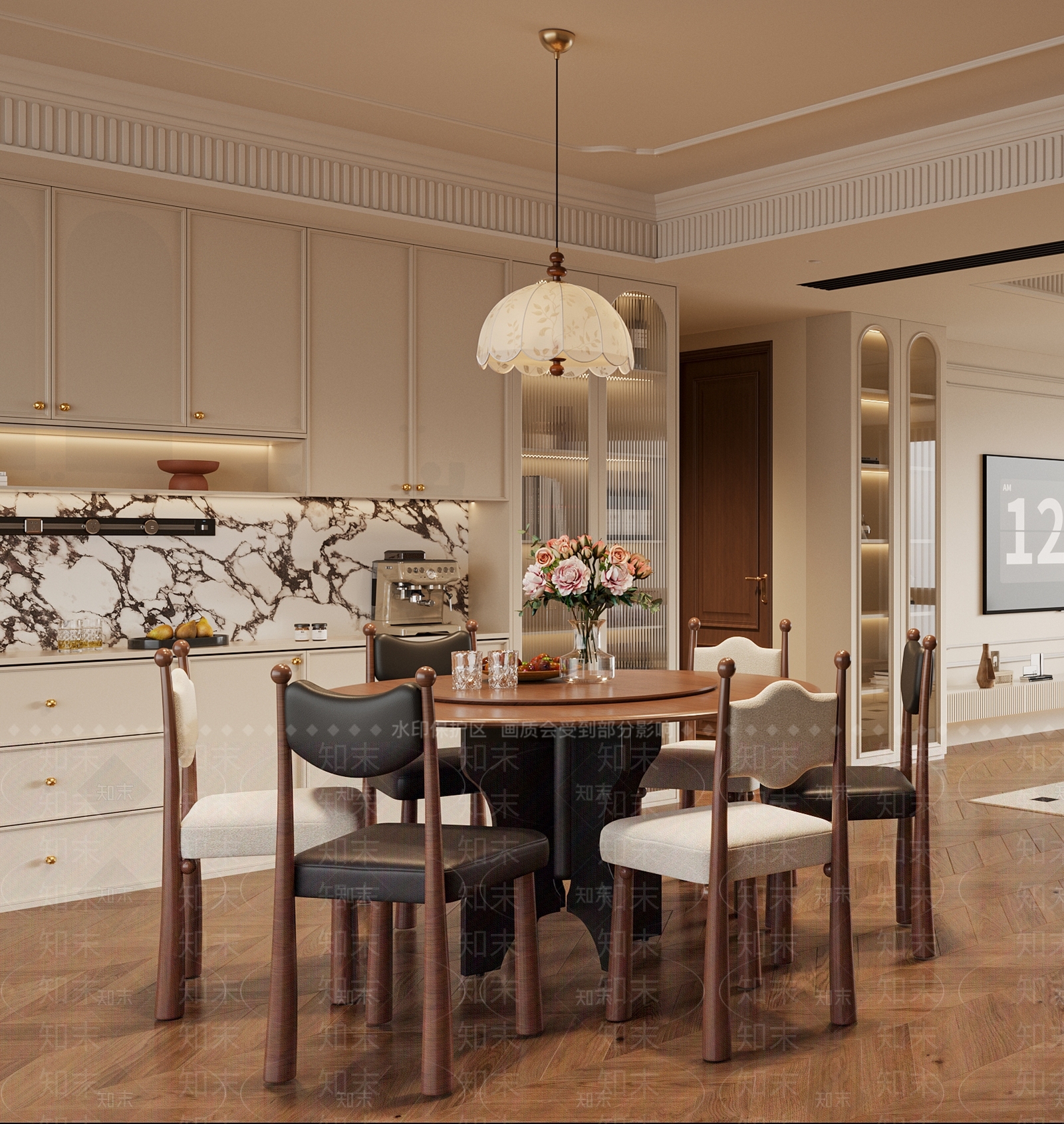 法式中古餐桌椅3D模型下载【ID:1196109420】