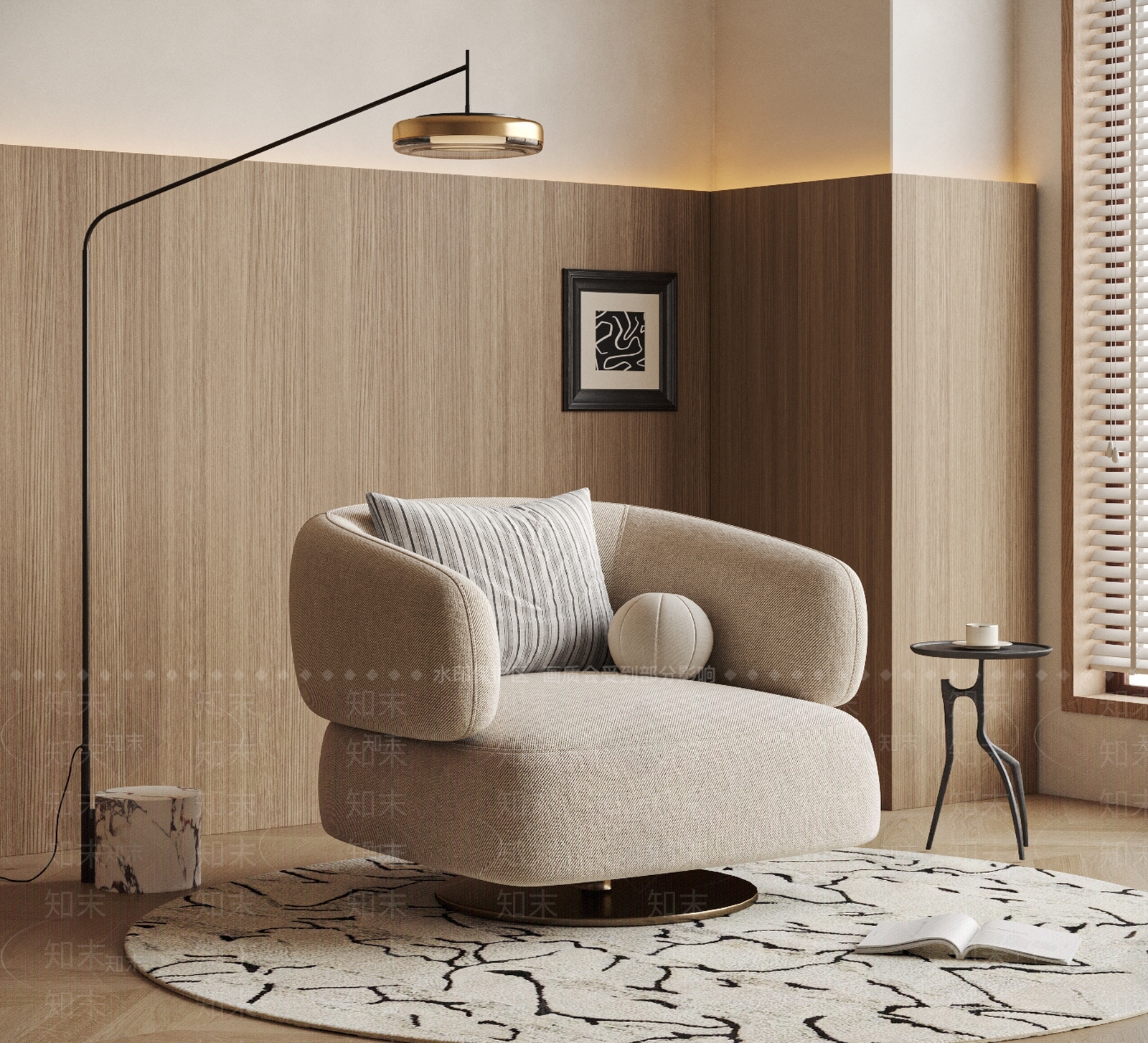 现代中古单人沙发SU模型下载【ID:1196110683】