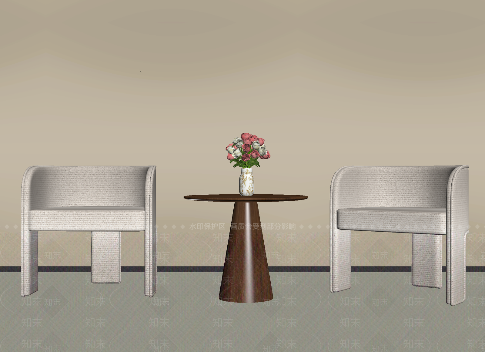现代休闲桌椅SU模型下载【ID:1196111385】