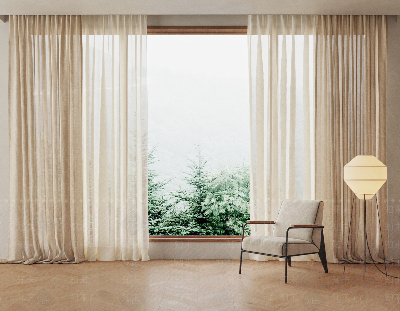 现代中古窗帘SU模型下载【ID:1196113115】