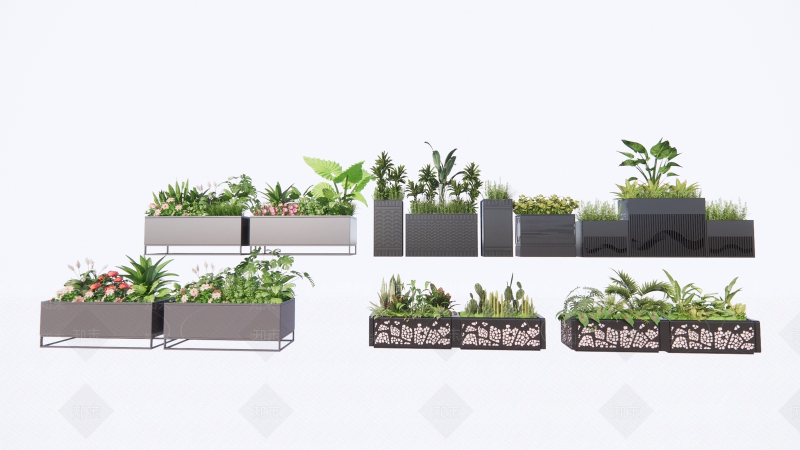 现代花草SU模型草图