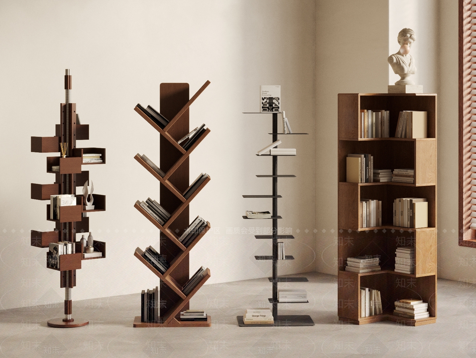 现代中古书架3D模型下载【ID:1196122533】