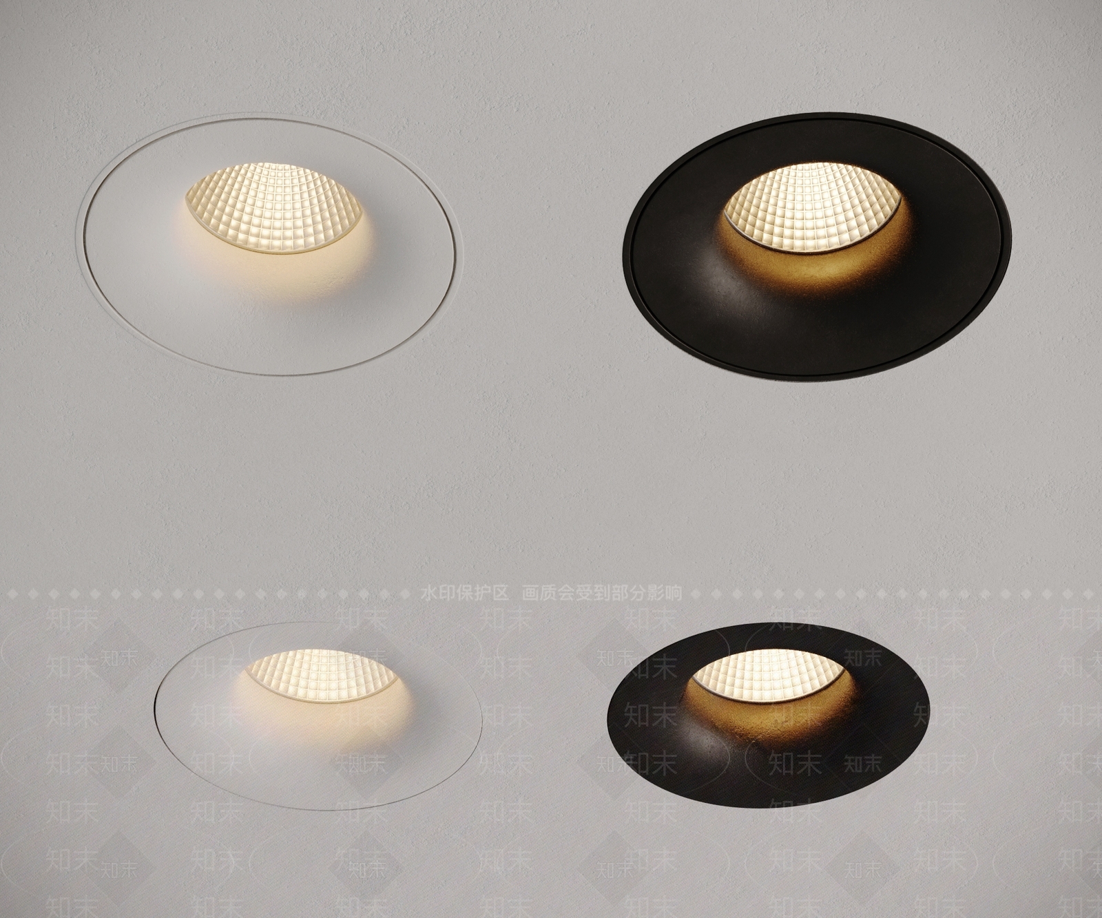 现代极简筒灯射灯组合3D模型下载【ID:1196124607】