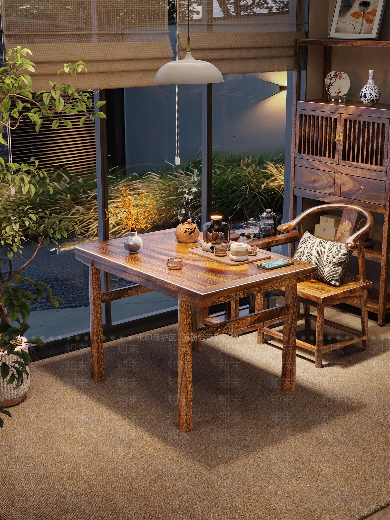新中式中式茶室3D模型下载【ID:1196126681】