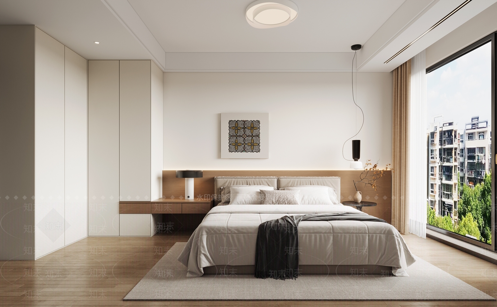 日式原木家居卧室3D模型下载【ID:1196130568】