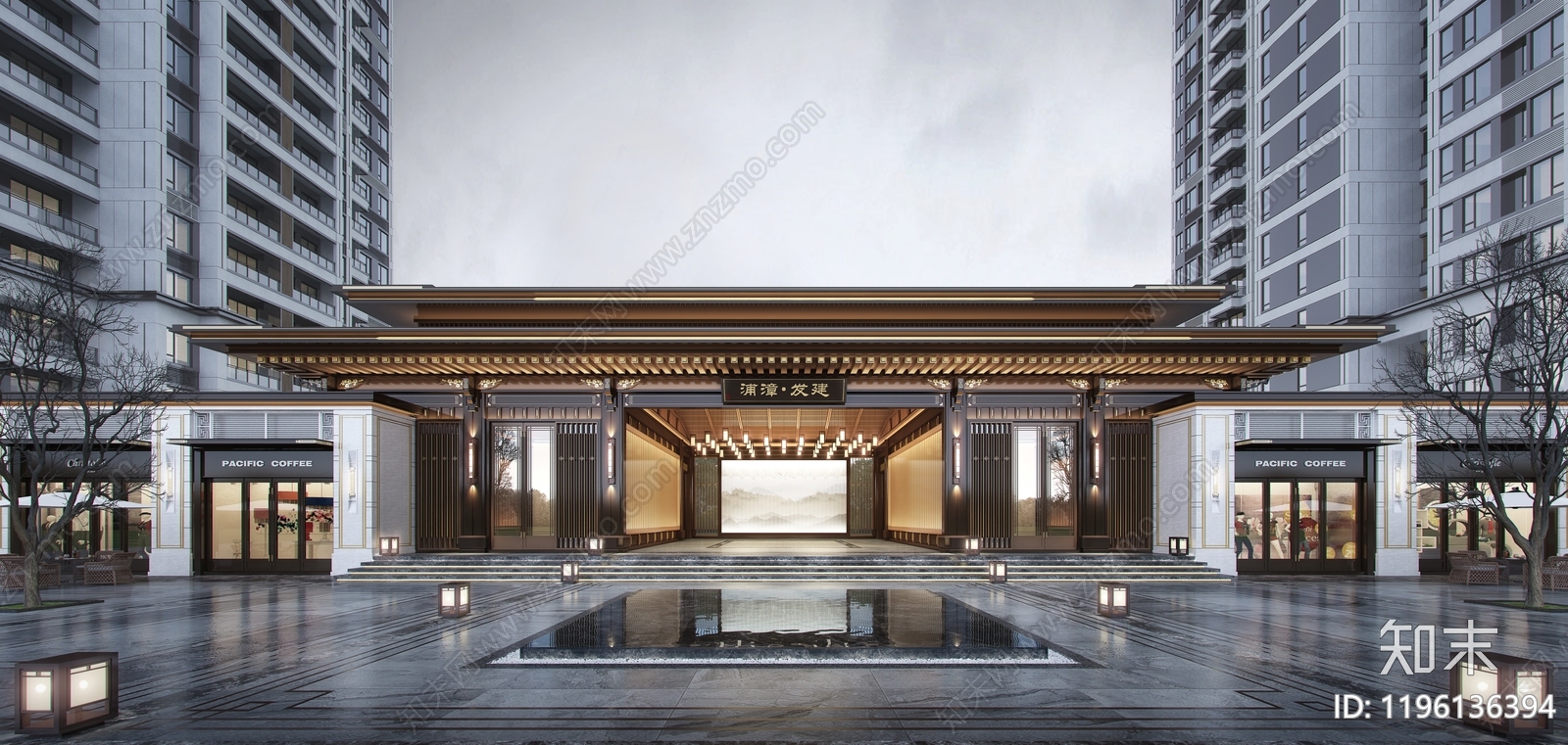 新中式小区建筑下载【ID:1196136394】