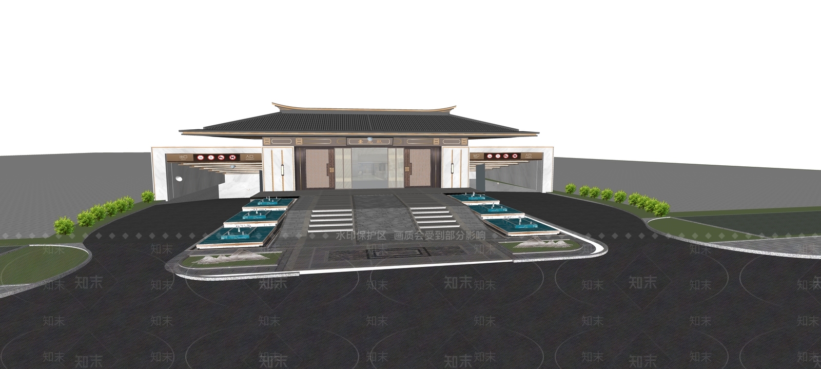新中式现代入口大门SU模型下载【ID:1196137413】