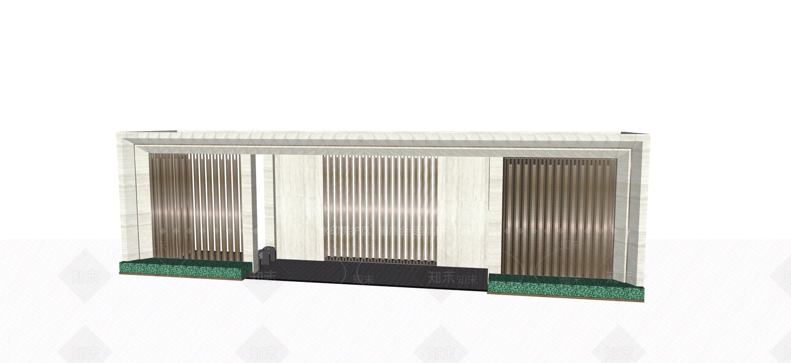 现代新中式入口大门SU模型下载【ID:1196137659】