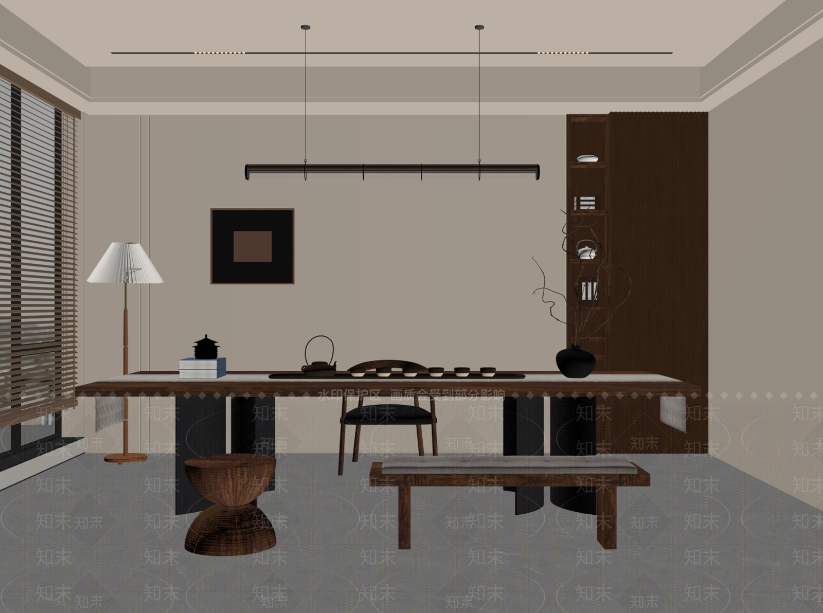 中古茶室SU模型下载【ID:1196137990】