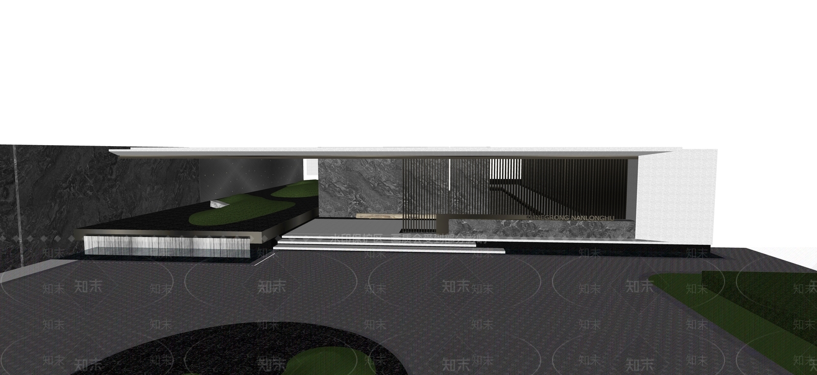 现代新中式入口大门SU模型下载【ID:1196138099】
