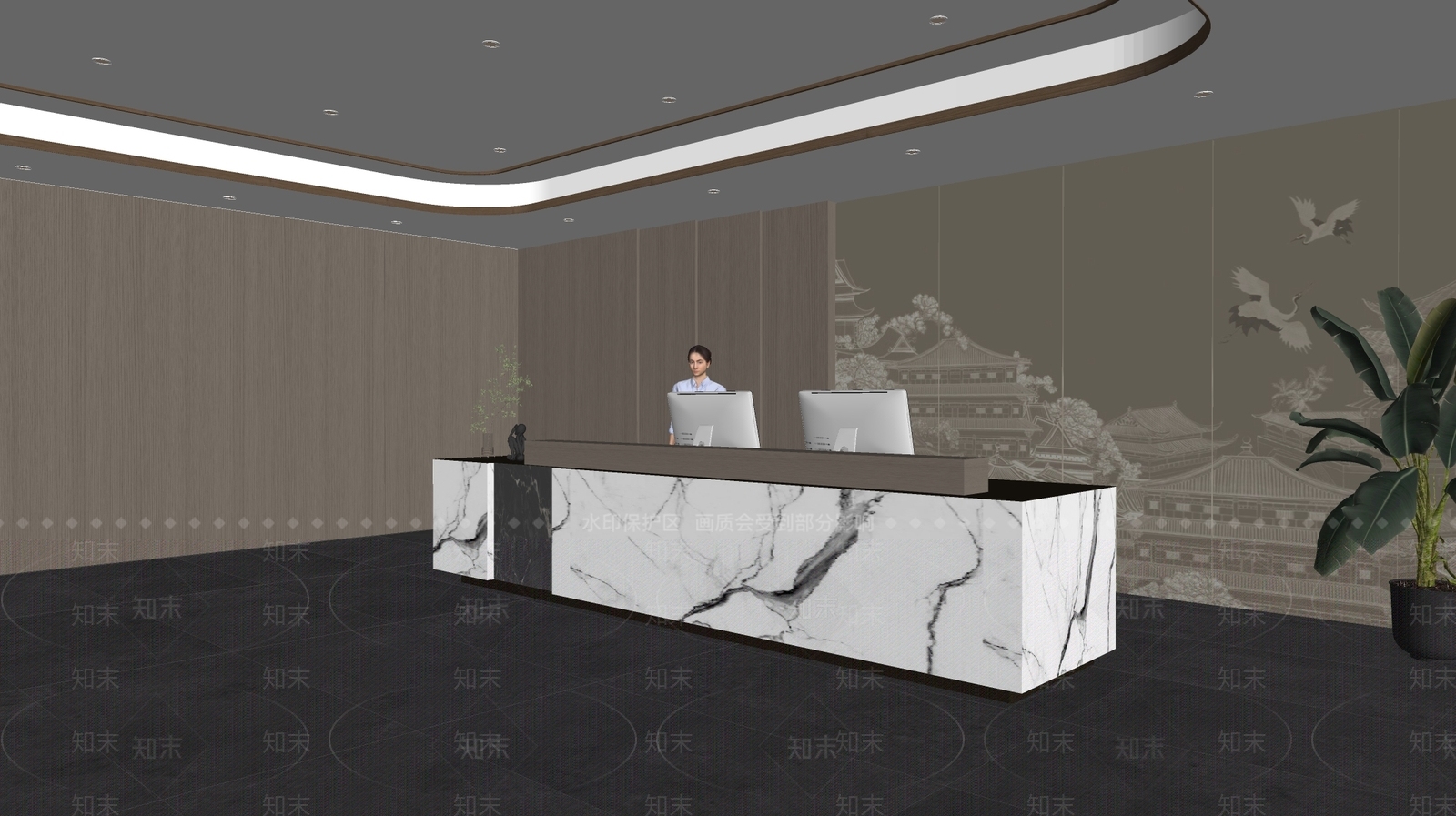 现代前台SU模型下载【ID:1196145213】