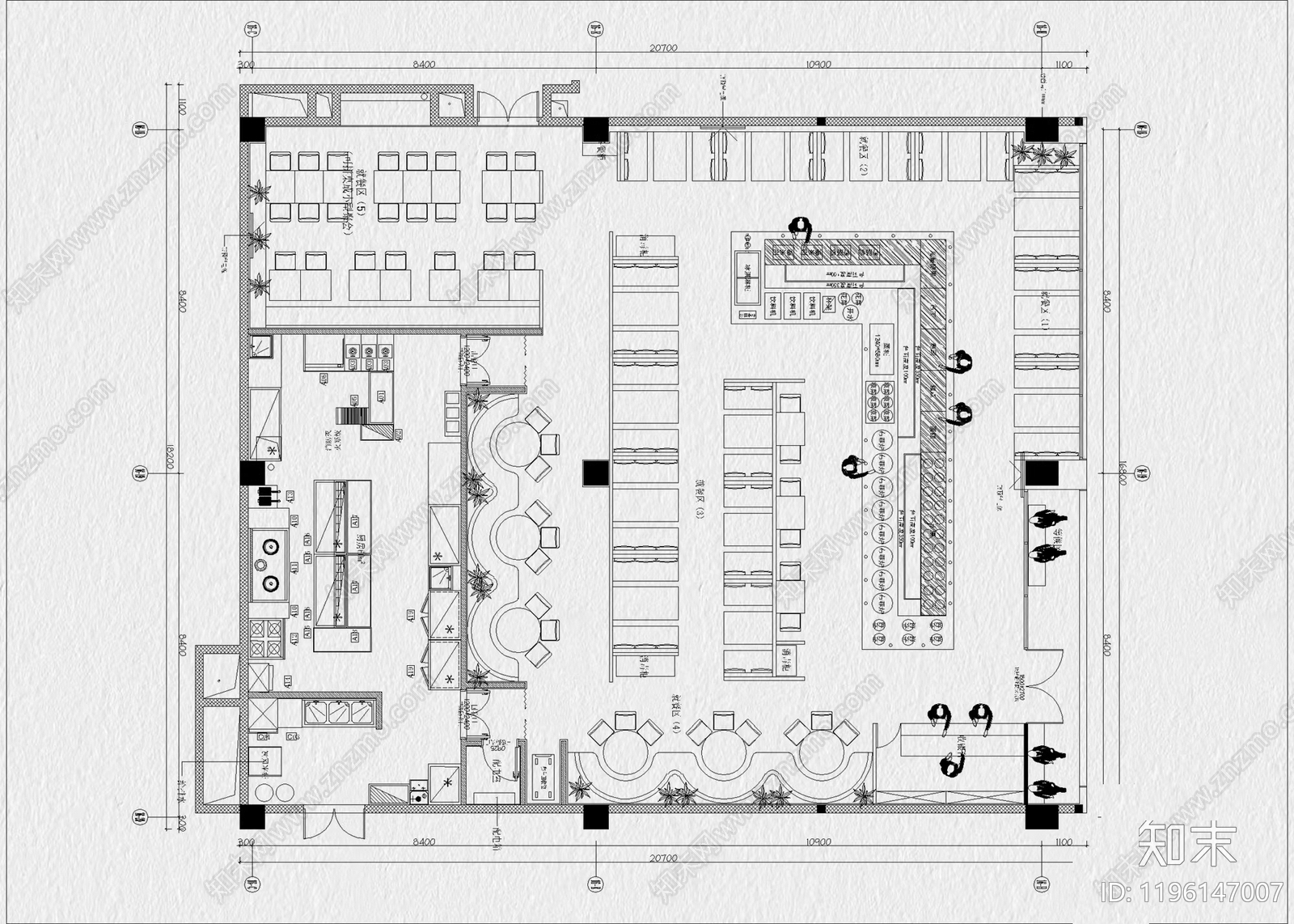 现代自助餐厅cad施工图下载【ID:1196147007】