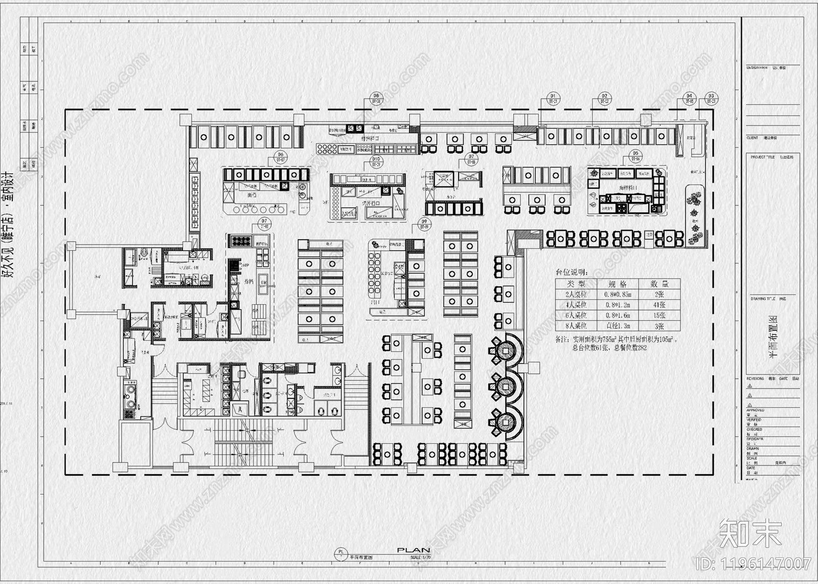 现代自助餐厅cad施工图下载【ID:1196147007】