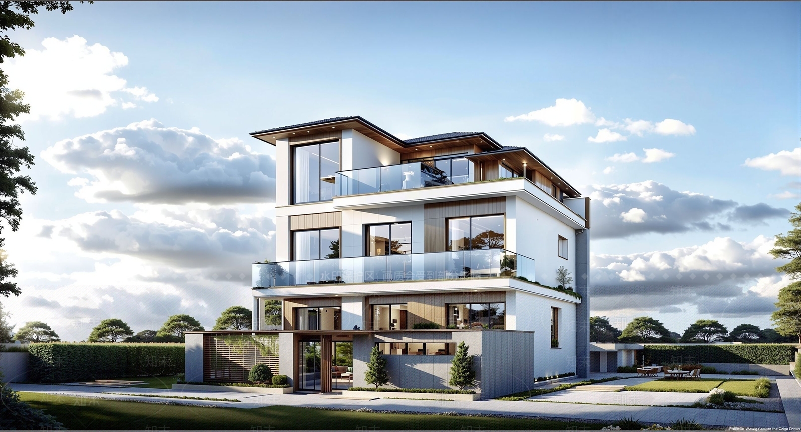 新中式现代乡村民房SU模型下载【ID:1196147284】