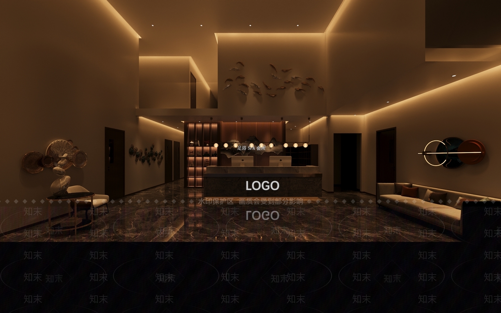 现代新中式足浴店3D模型下载【ID:1196157023】